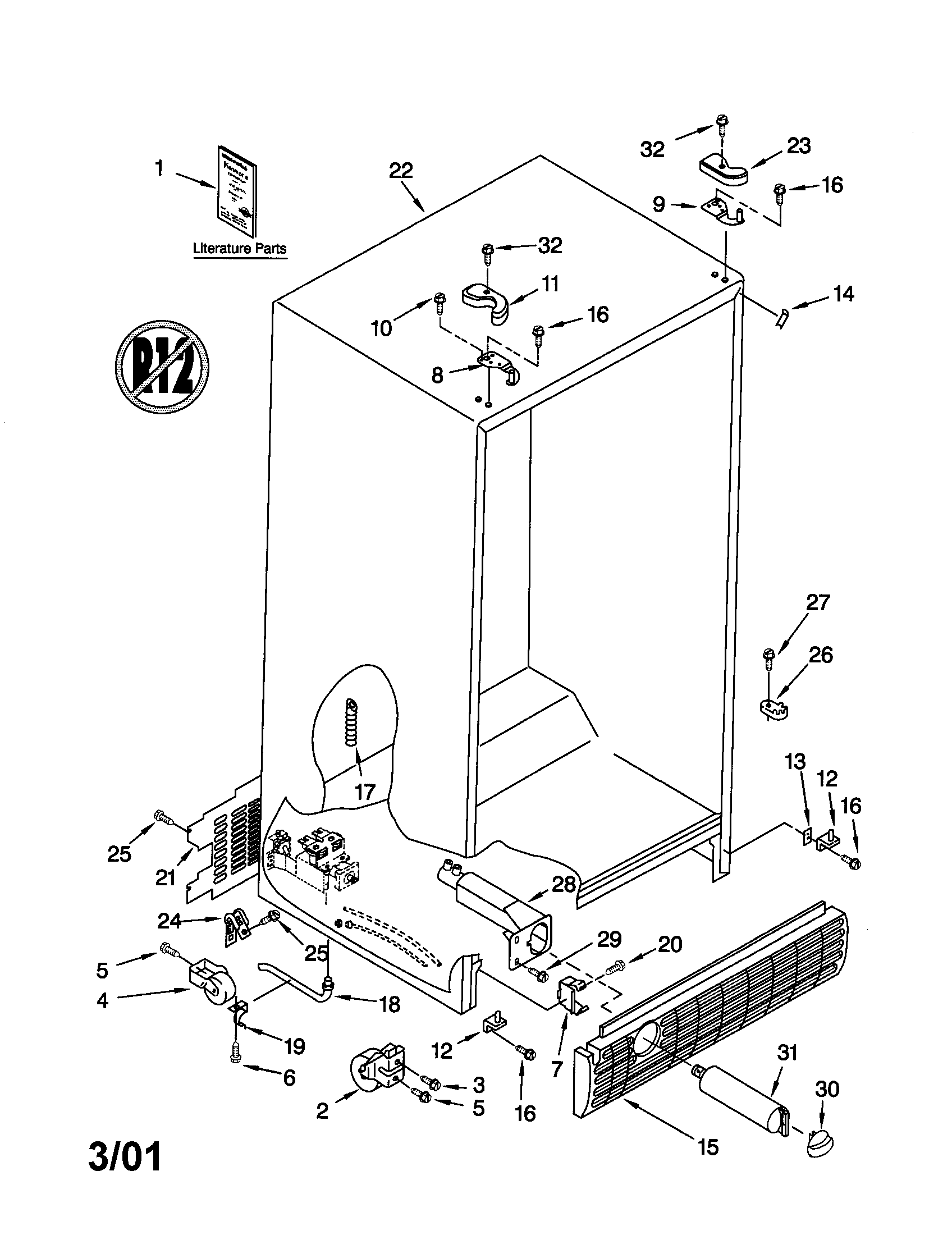 Kenmore 10652542100 cabinet diagram