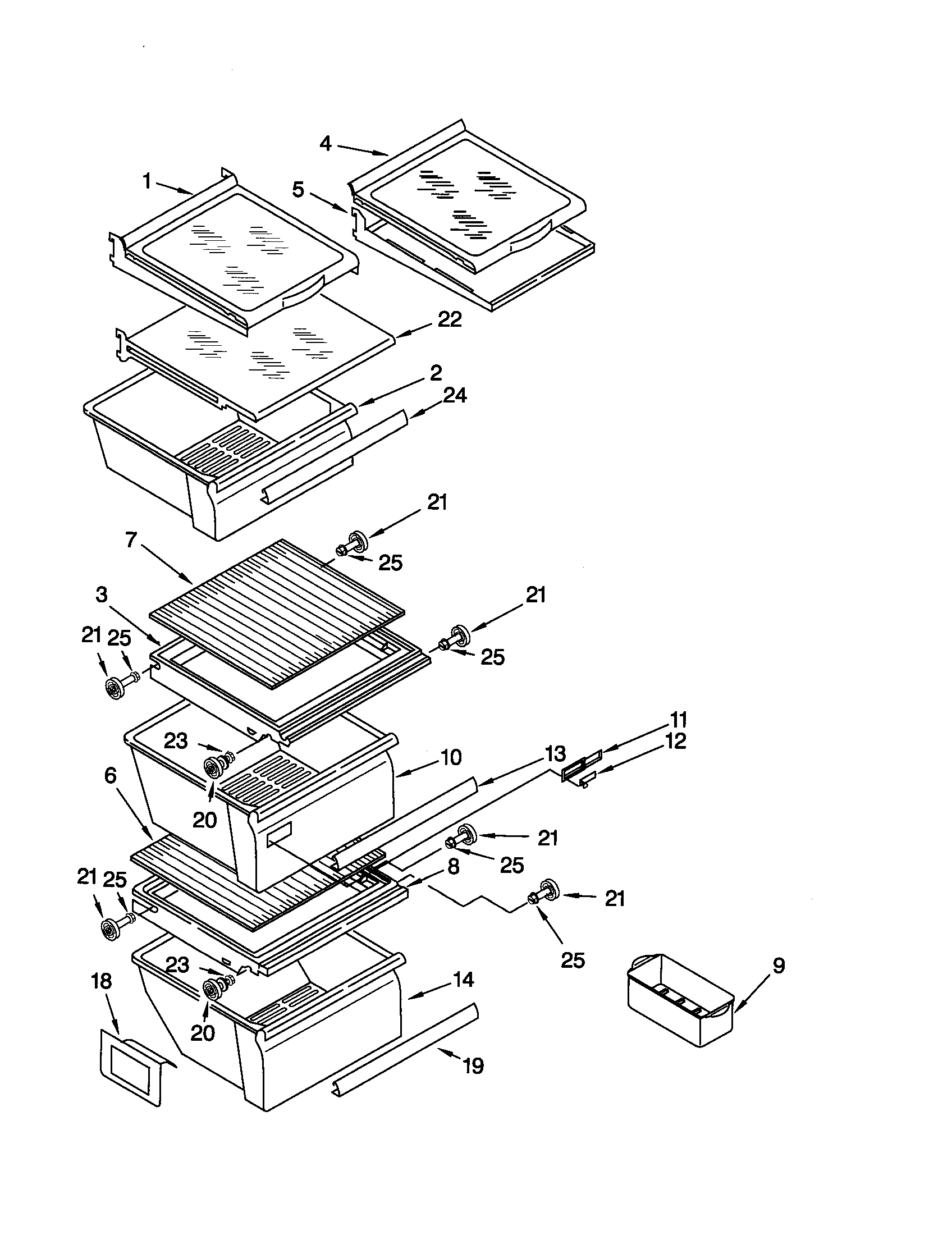 Kenmore 10652542100 refrigerator shelf diagram