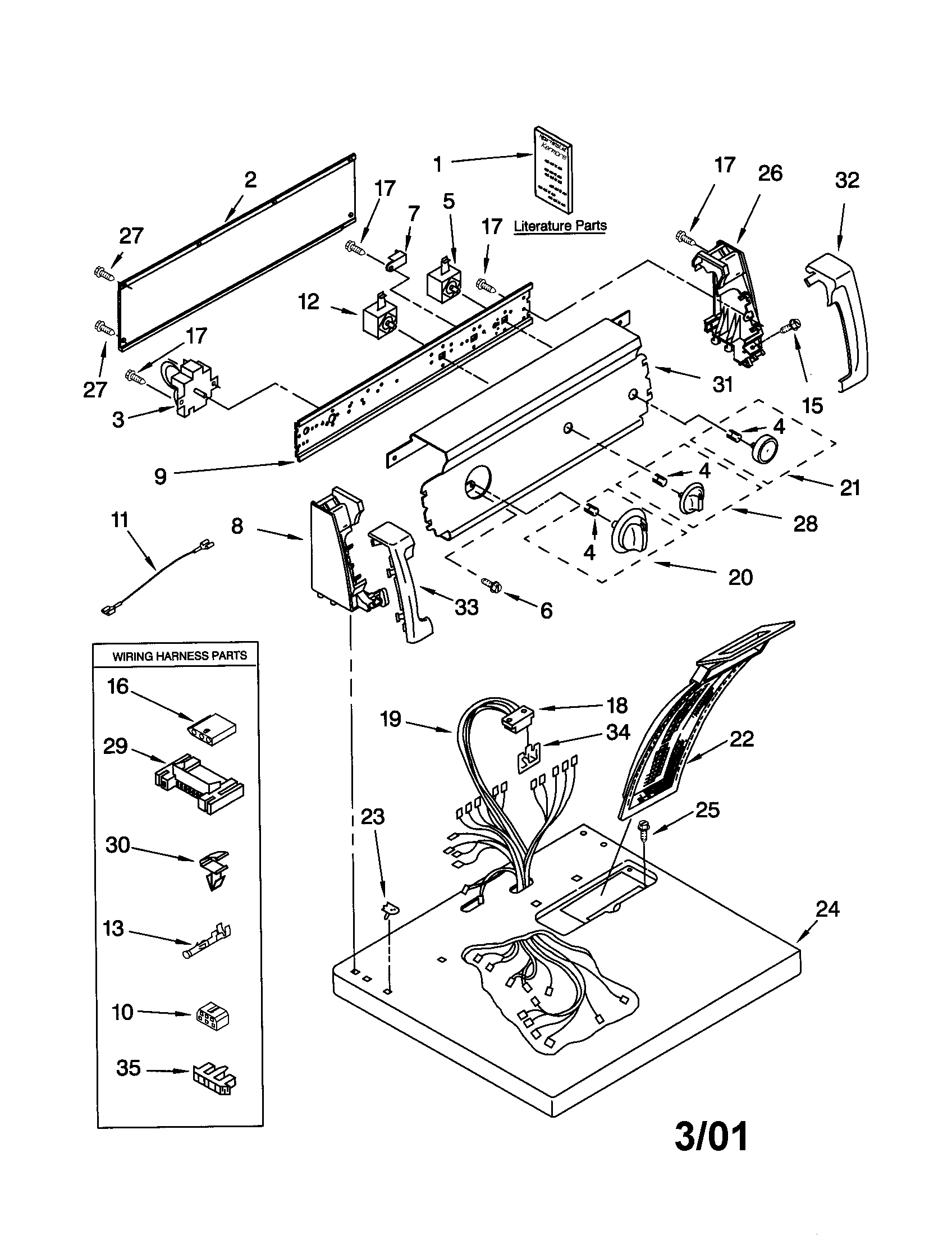 Kenmore 11062824100 top and console diagram
