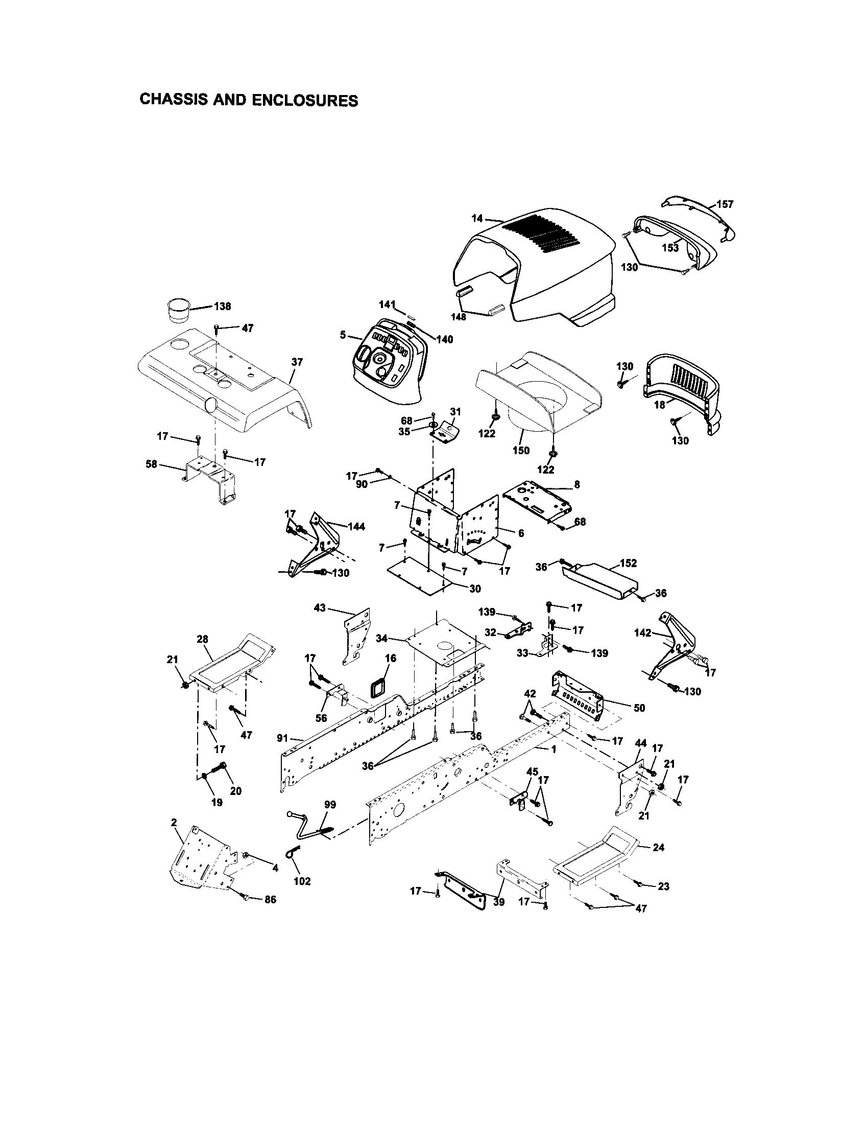 Craftsman 917275020 chassis and enclosures diagram
