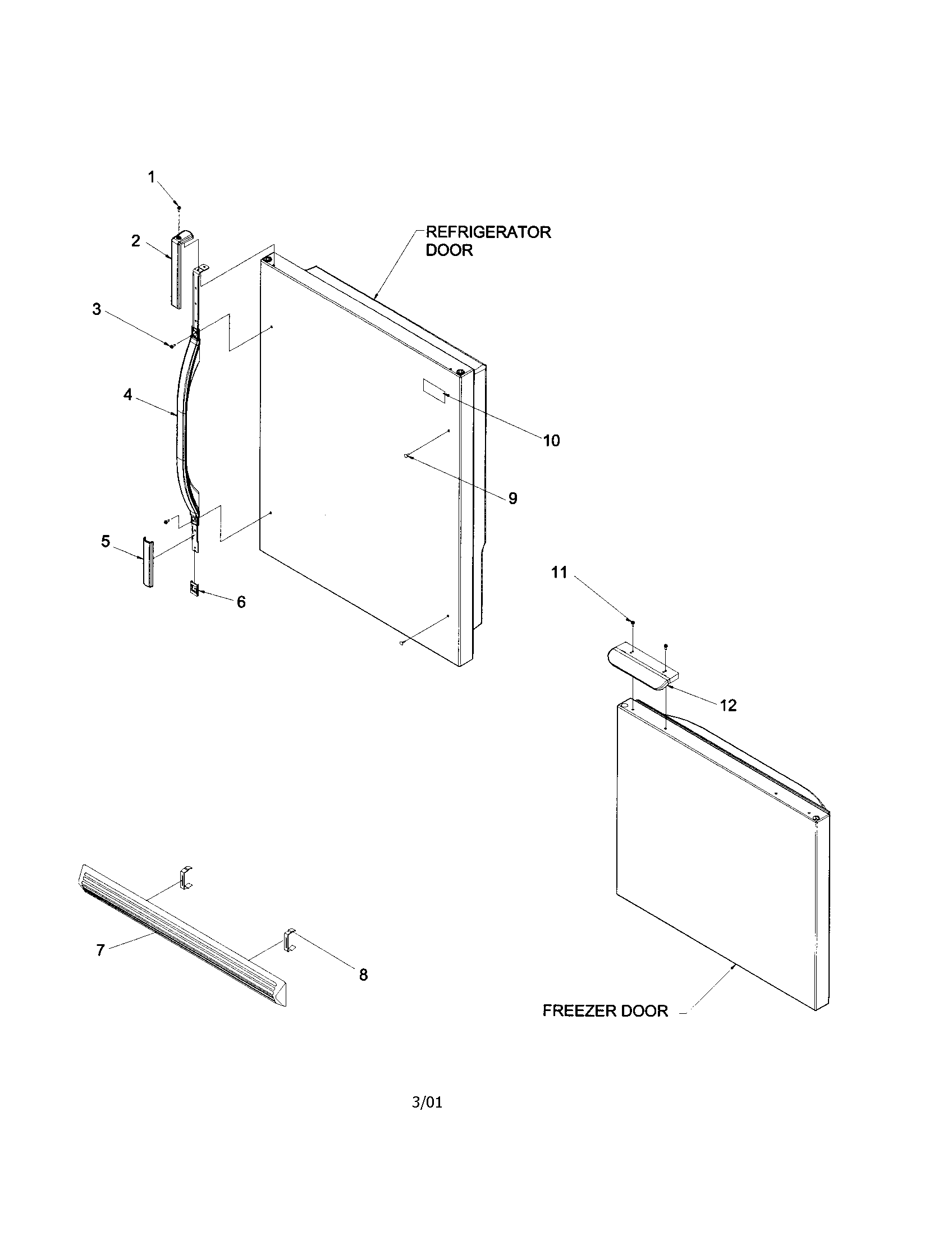 Kenmore 59661854100 door handles/accessories diagram