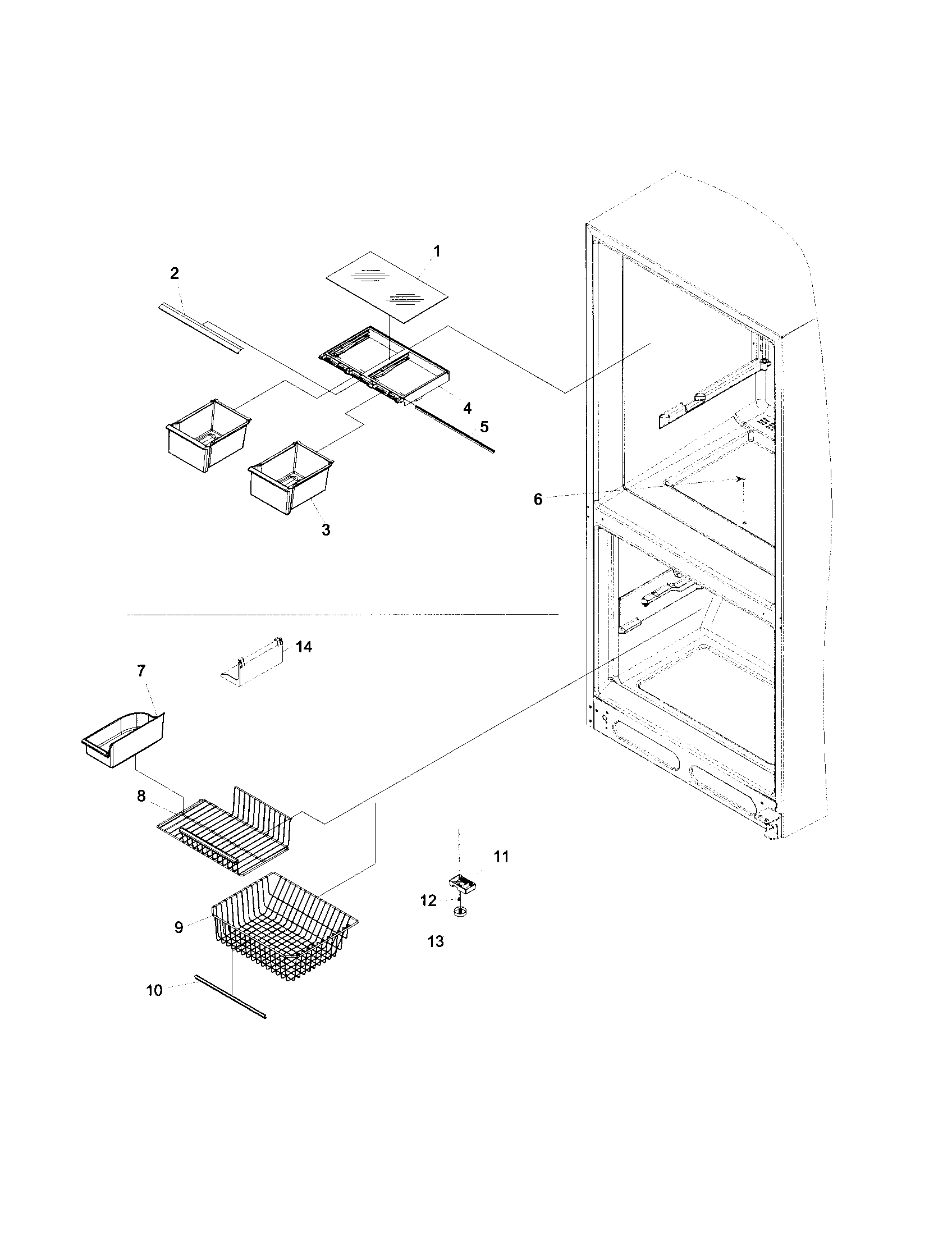Kenmore 59661854100 crisper/freezer features diagram