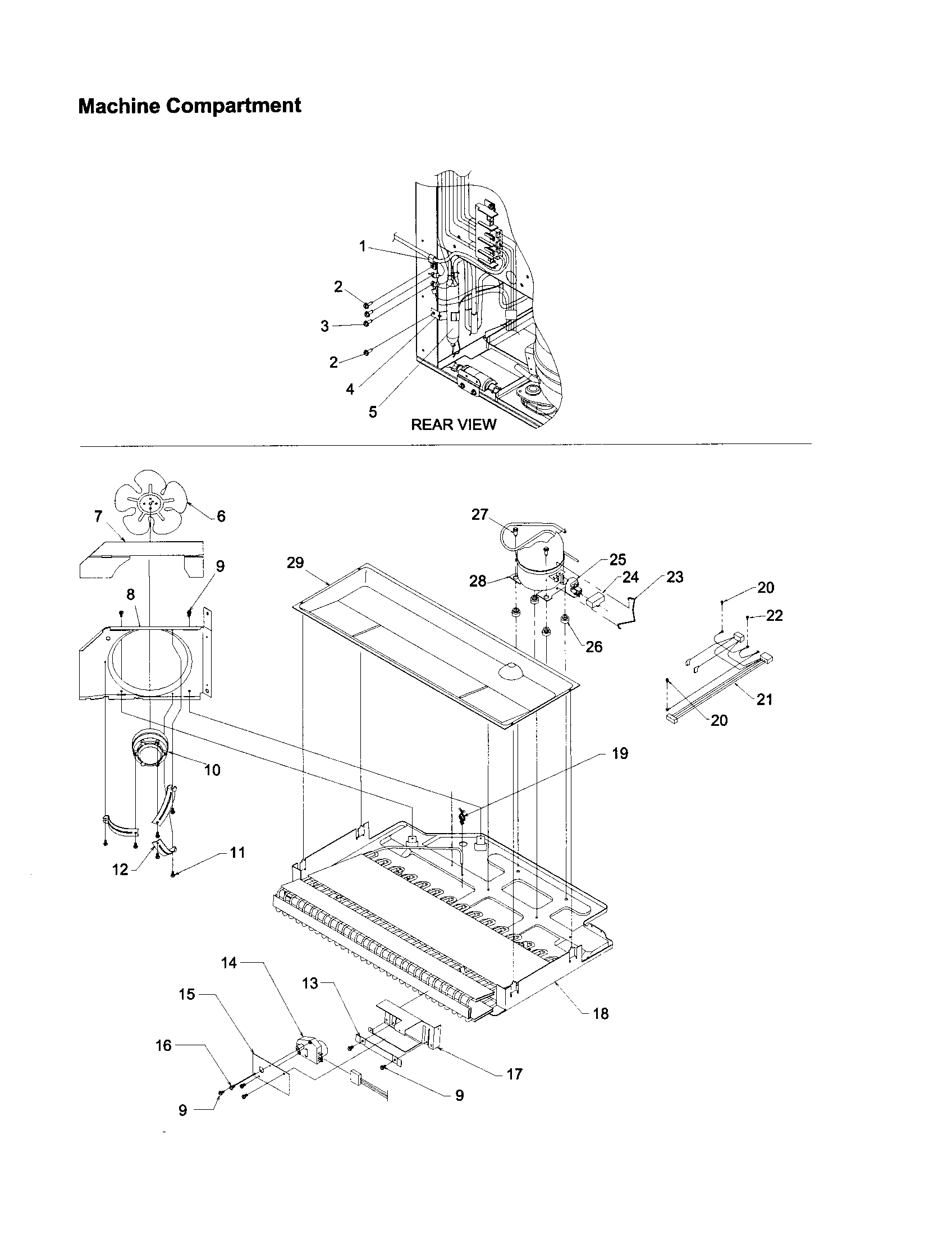 Kenmore 59661854100 machine compartment diagram