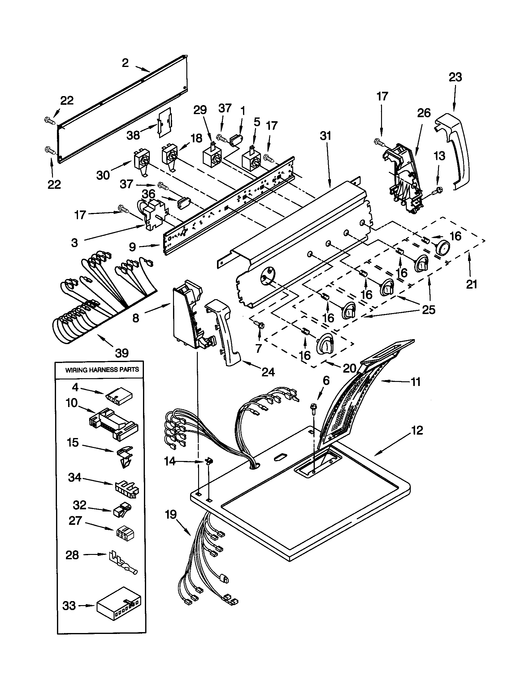 Kenmore 11062882100 top and console diagram