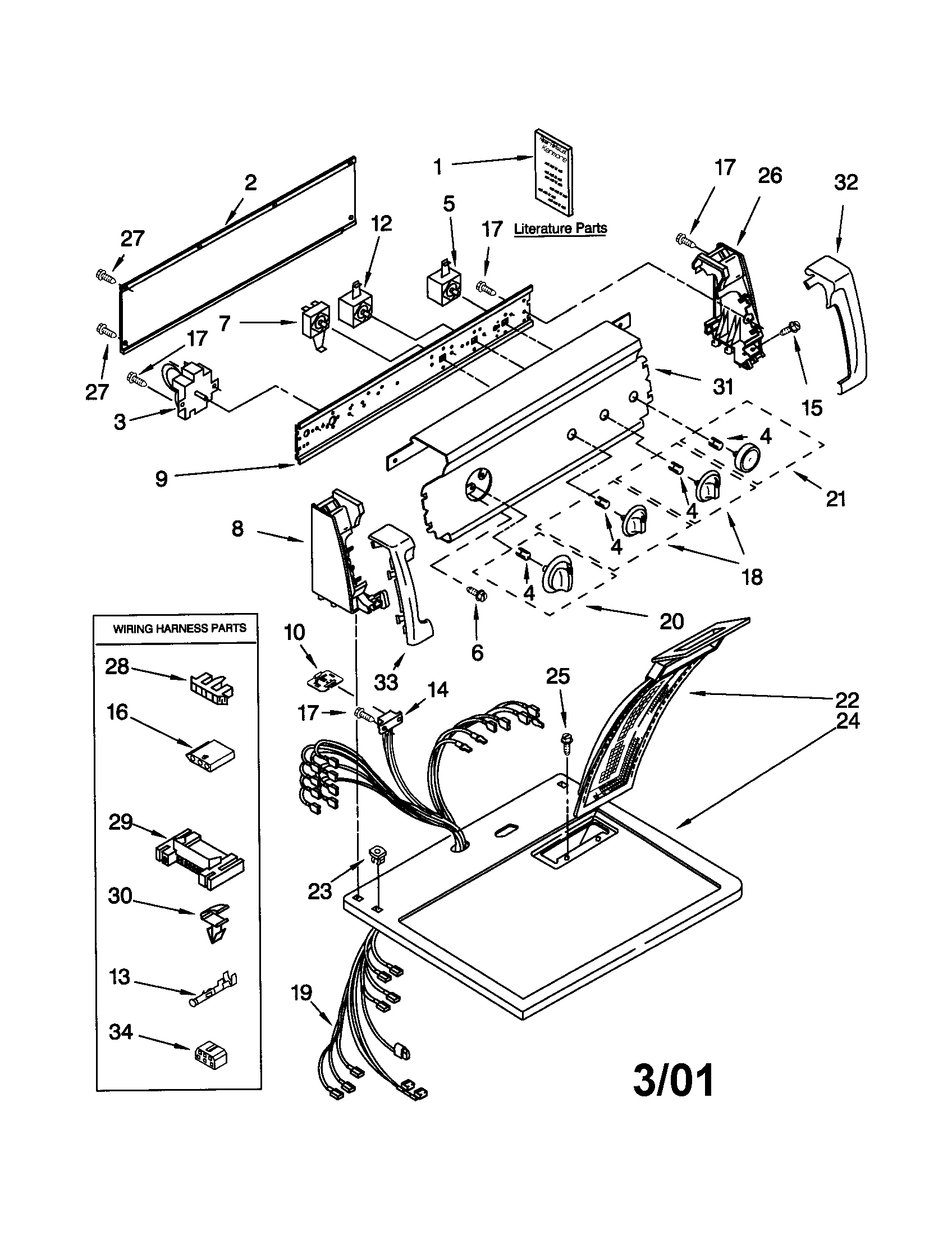 Kenmore 11062842100 top and console diagram
