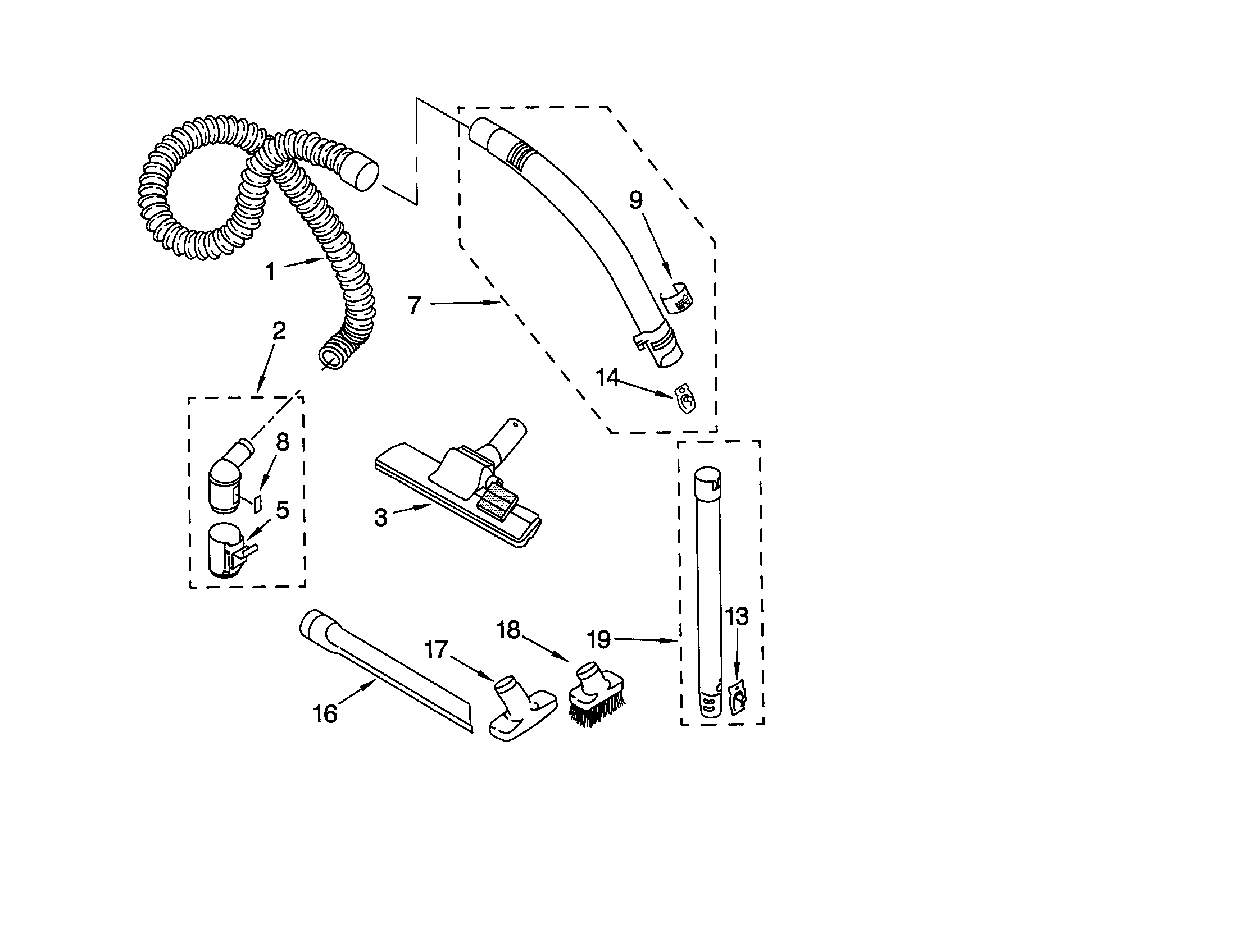 Kenmore 11627085792 hose and attachments diagram