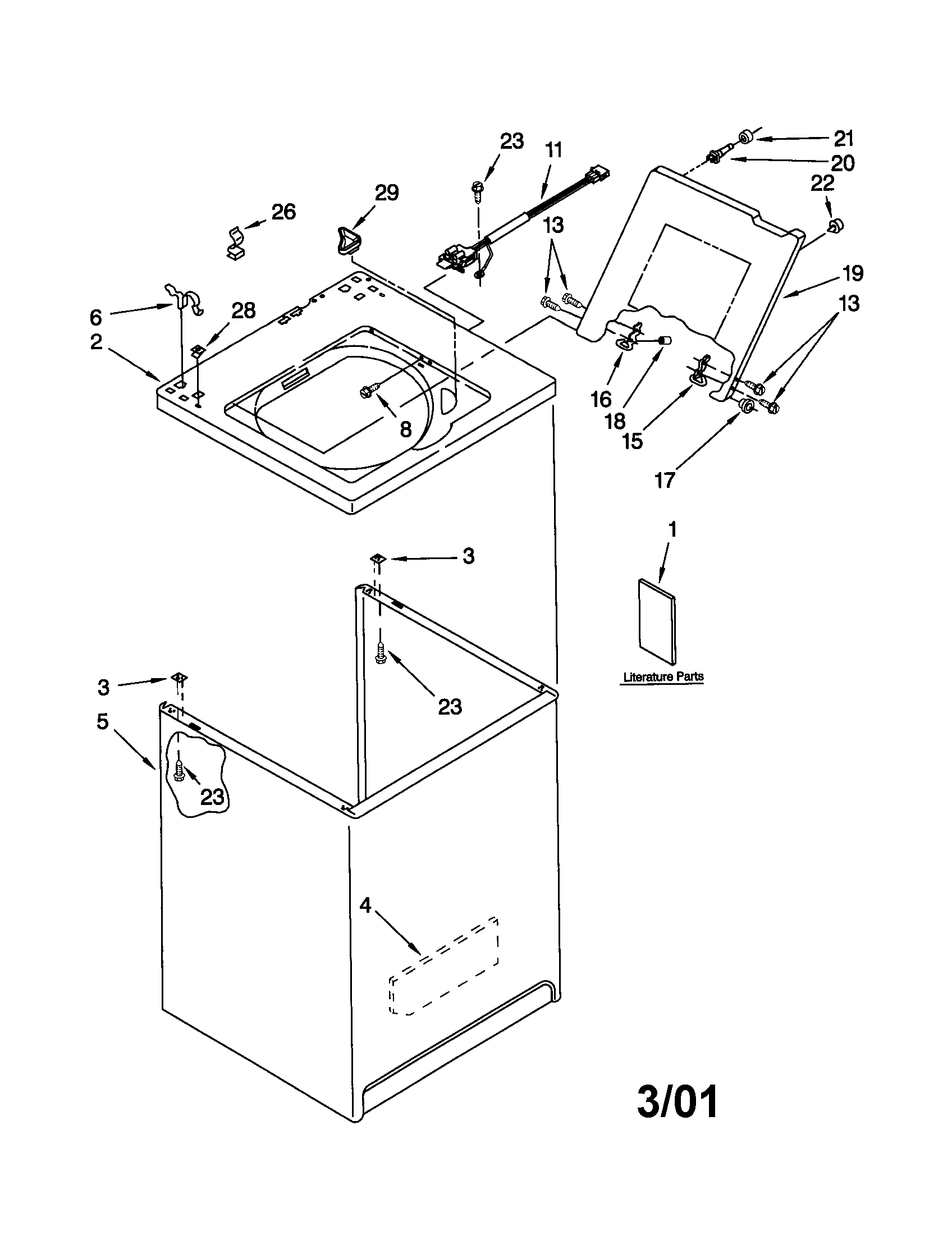 Kenmore 11022854100 top and cabinet diagram