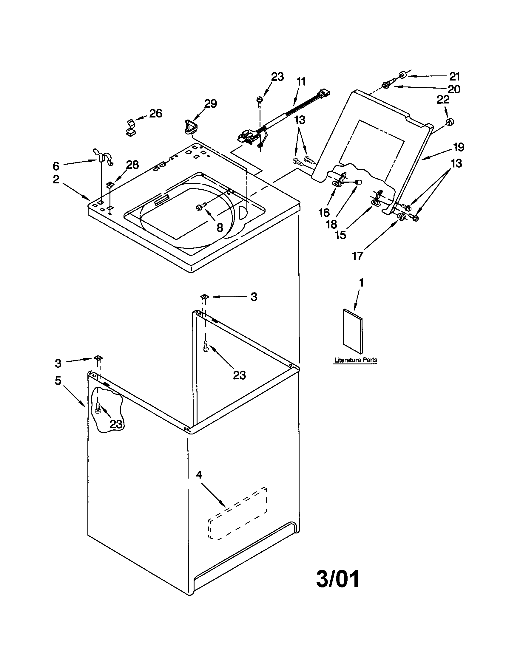 Kenmore 11022722100 top and cabinet diagram
