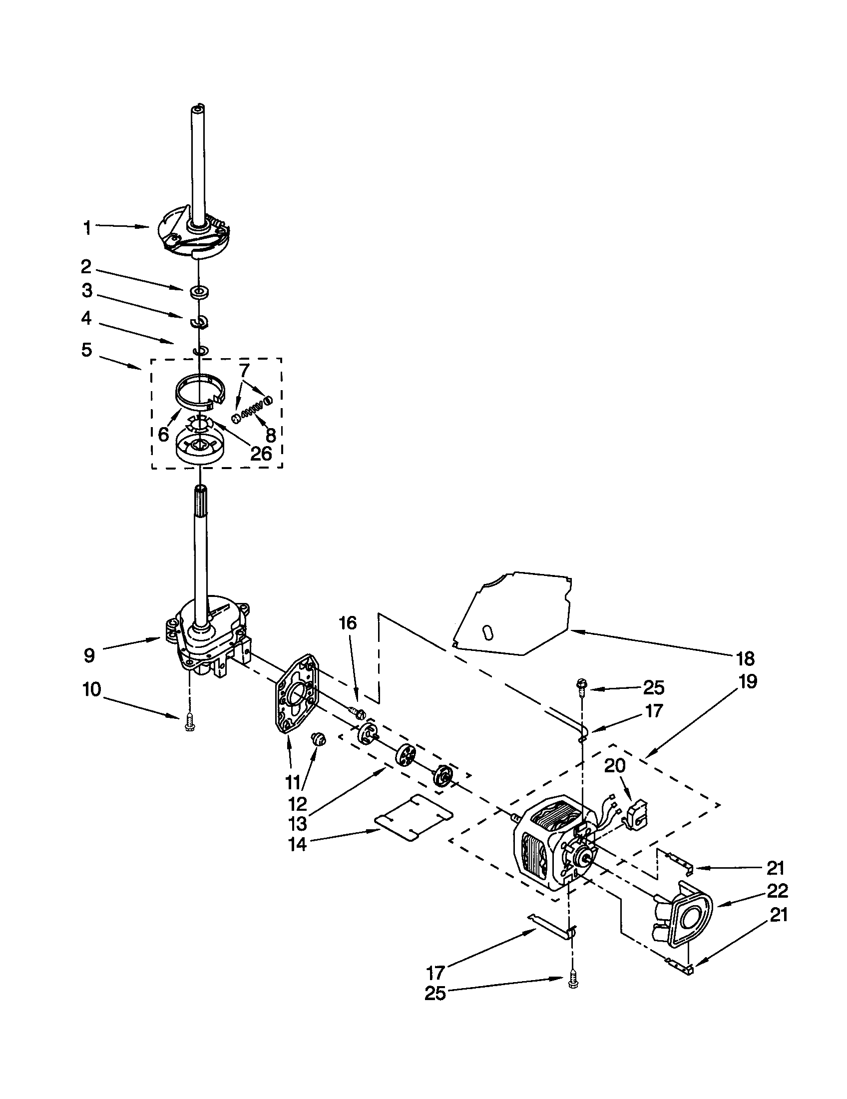 Kenmore 11022722100 brake/clutch/gearcase/motor/pump diagram