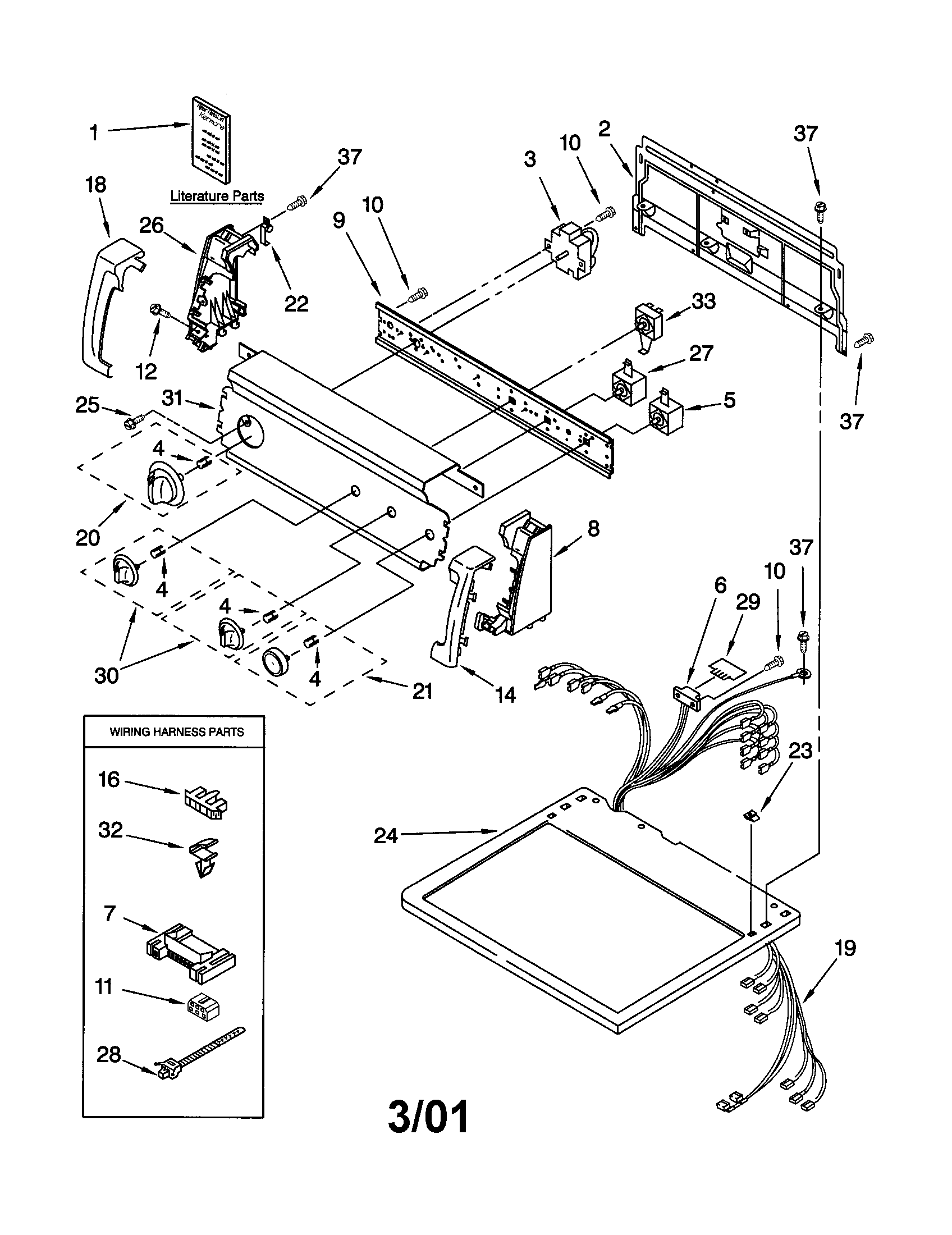 Kenmore 11062922100 top and console diagram