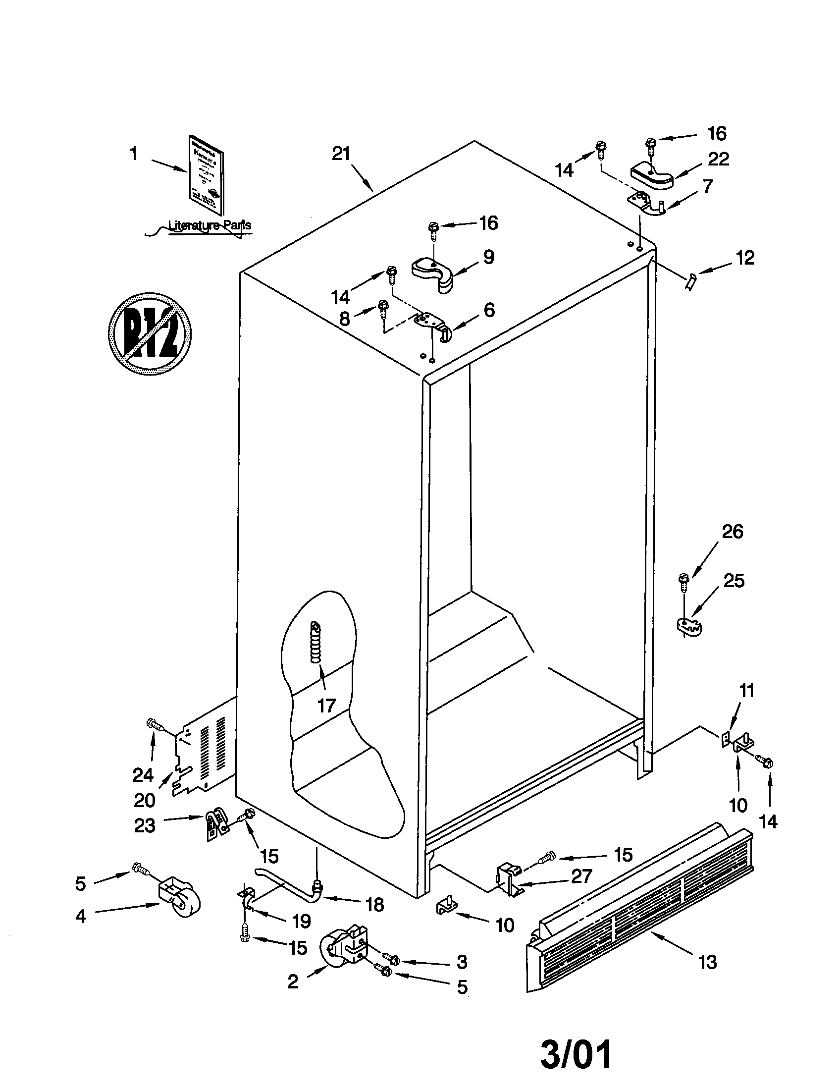 Kenmore 10652512100 cabinet diagram