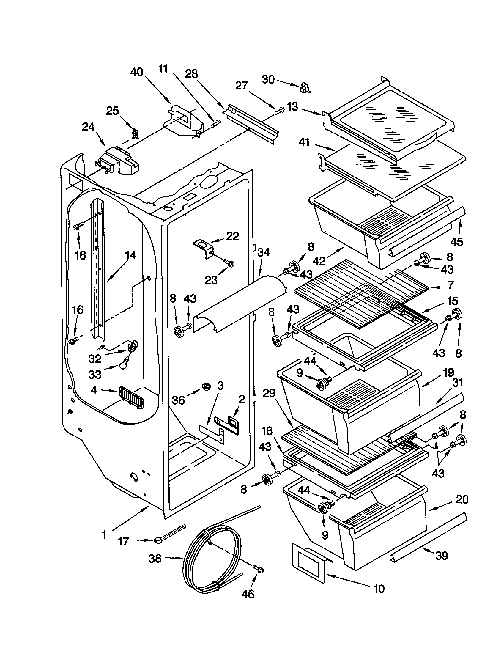 Kenmore 10652512100 refrigerator liner diagram