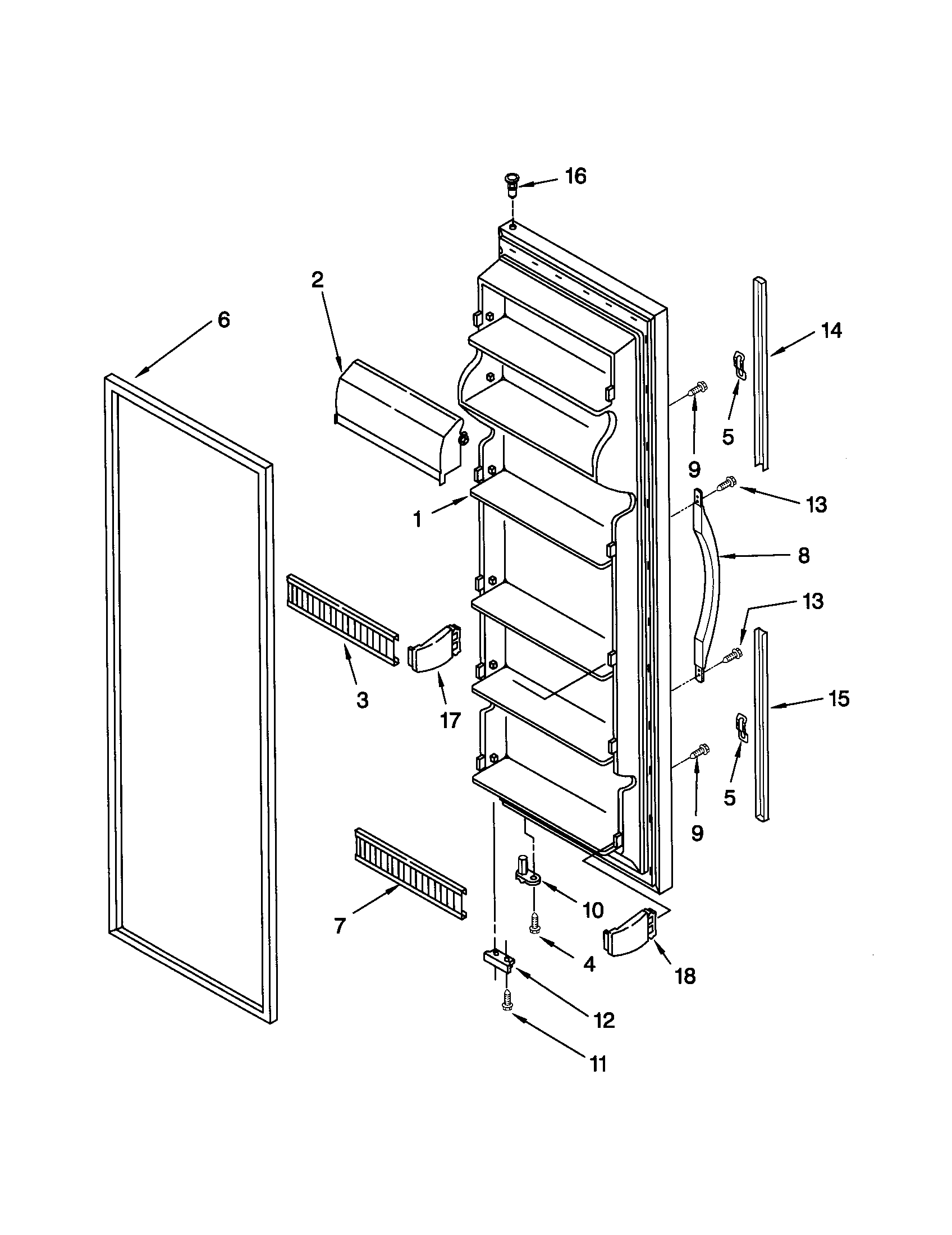 Kenmore 10652512100 refrigerator door diagram