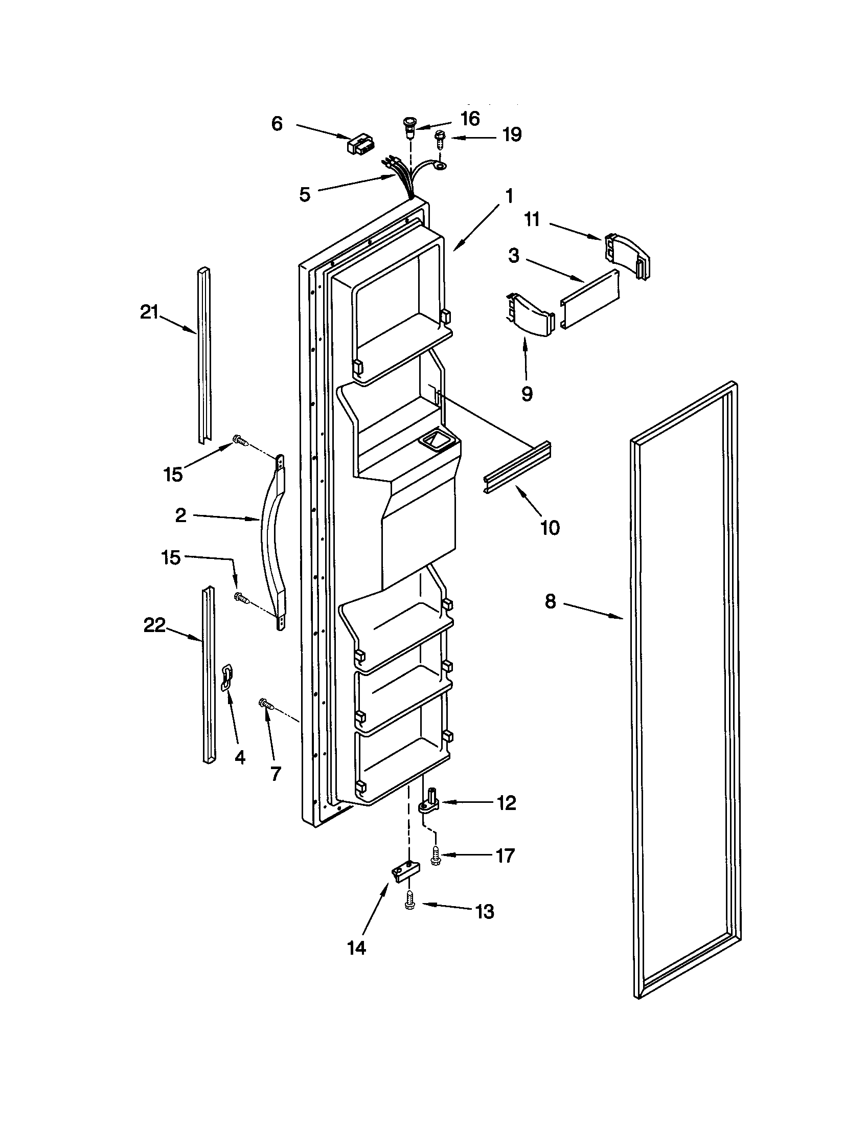 Kenmore 10652512100 freezer door diagram