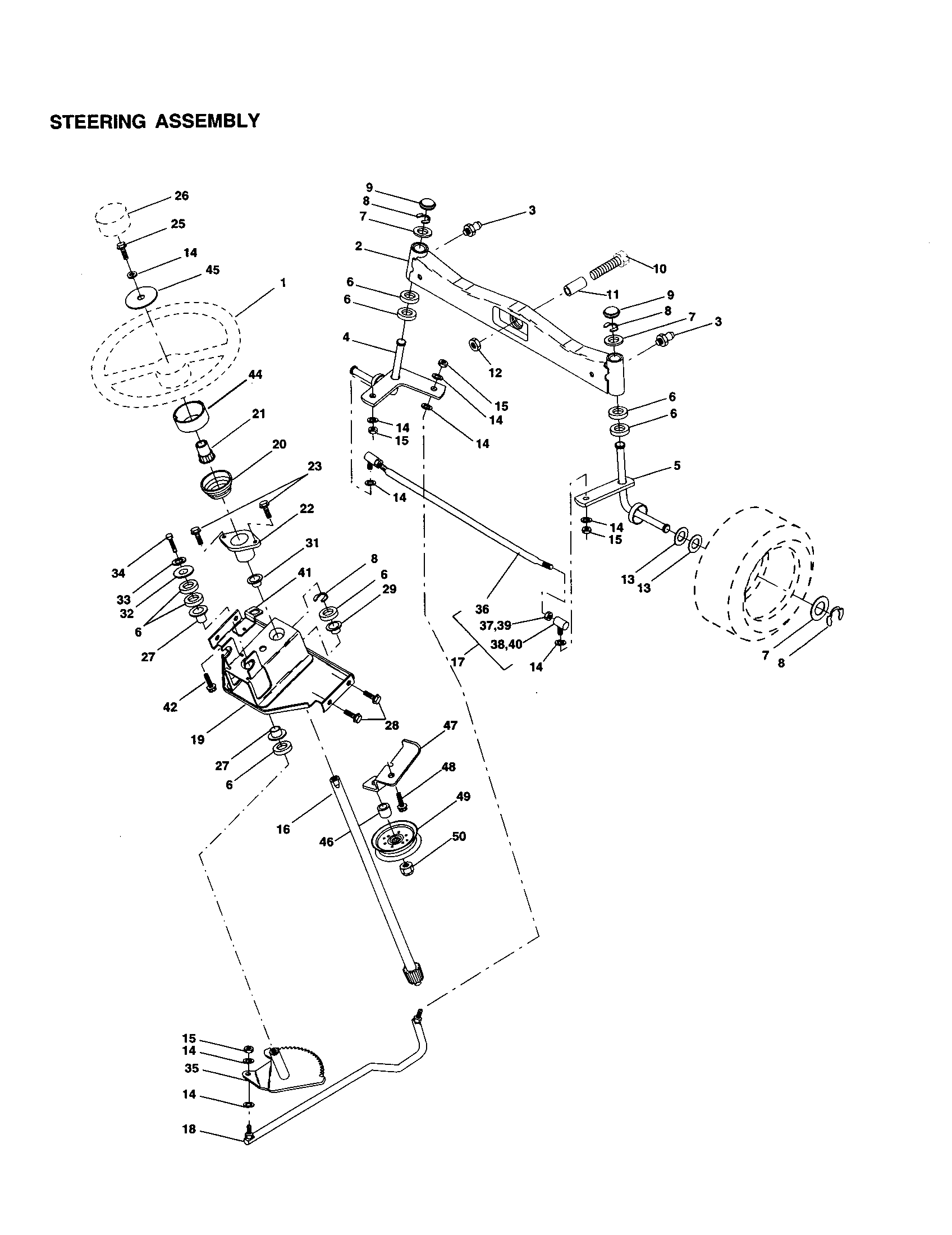 Craftsman 917251160 steering assembly diagram