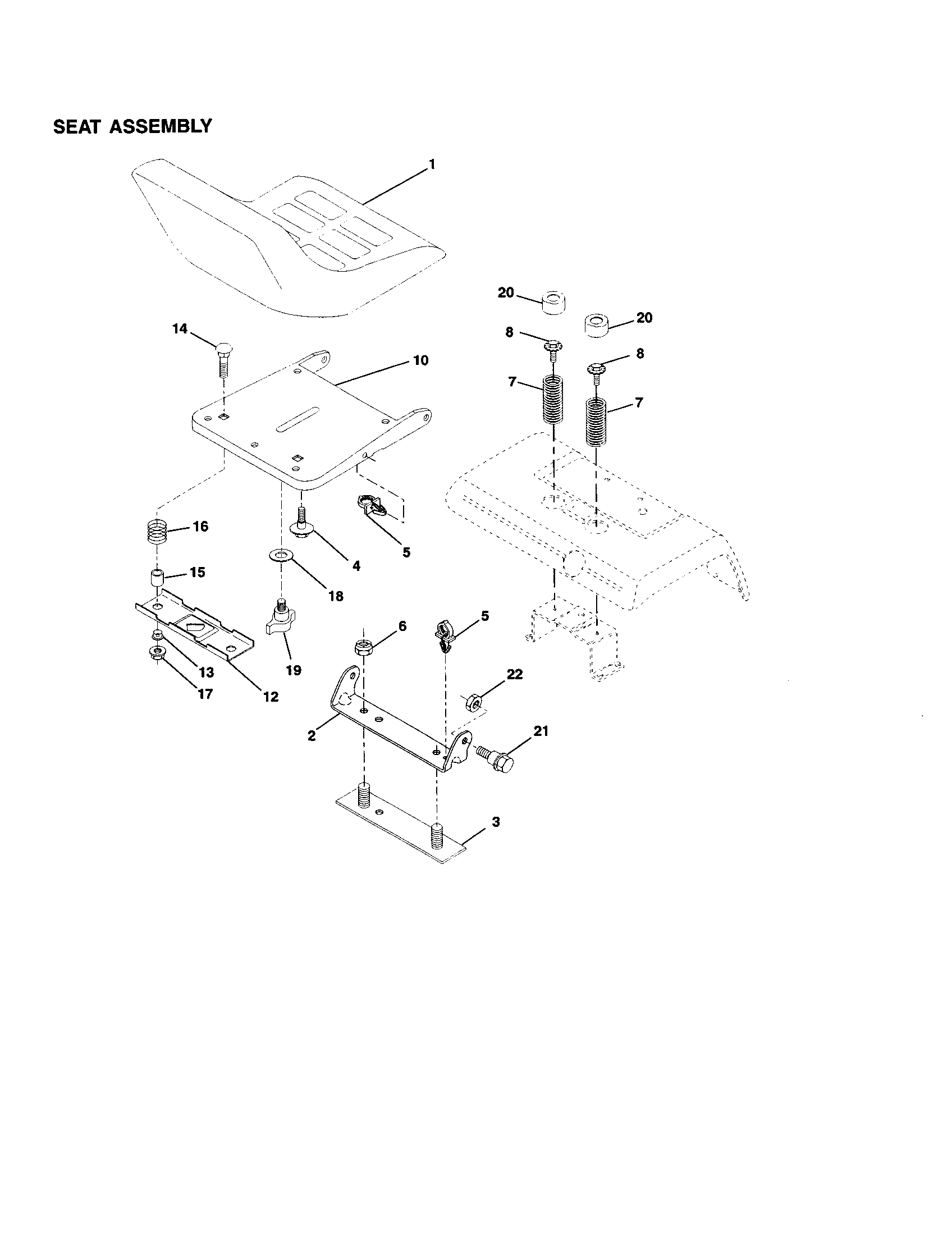Craftsman 917251160 seat assembly diagram
