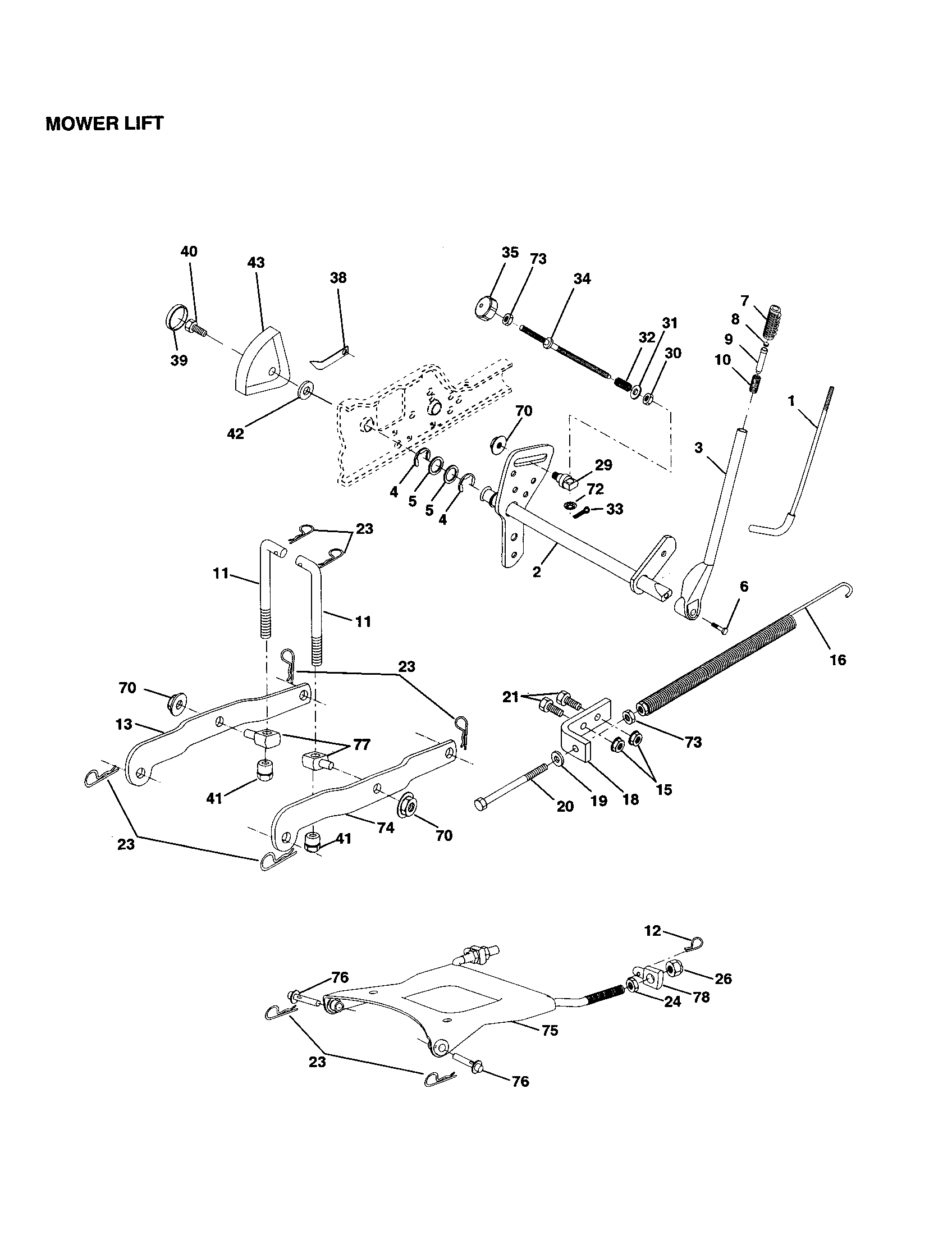 Craftsman 917251160 mower lift diagram