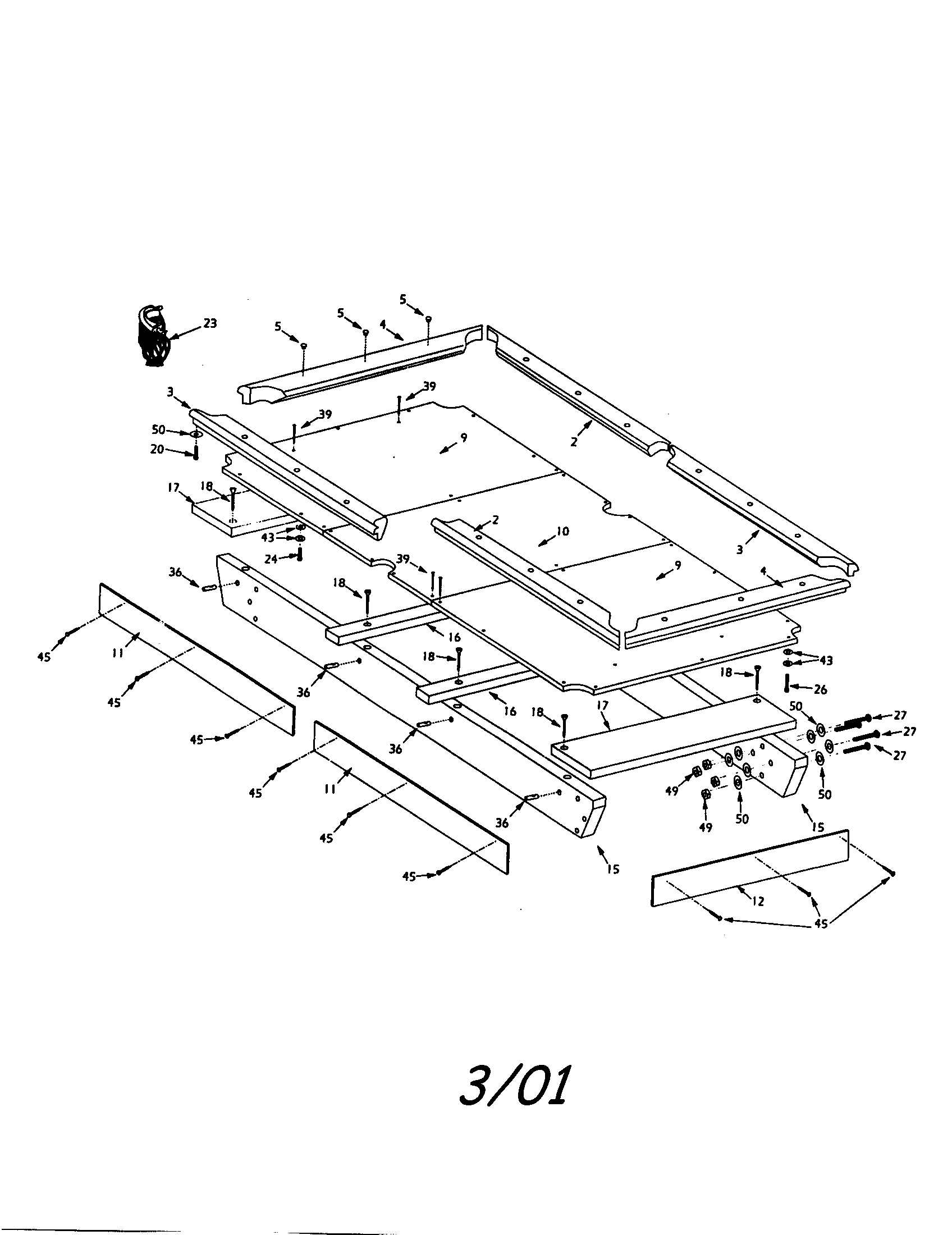 Sears 52725133 pool table diagram
