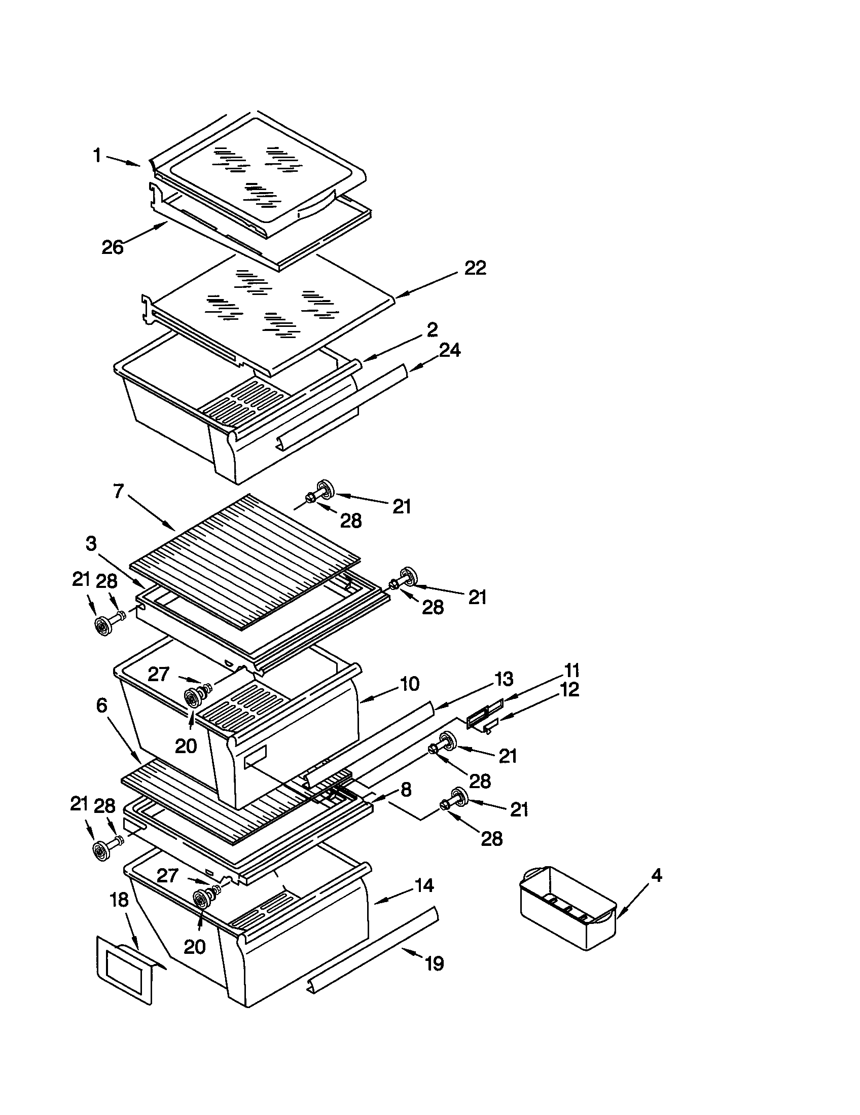 Kenmore 10651569101 refrigerator shelf diagram
