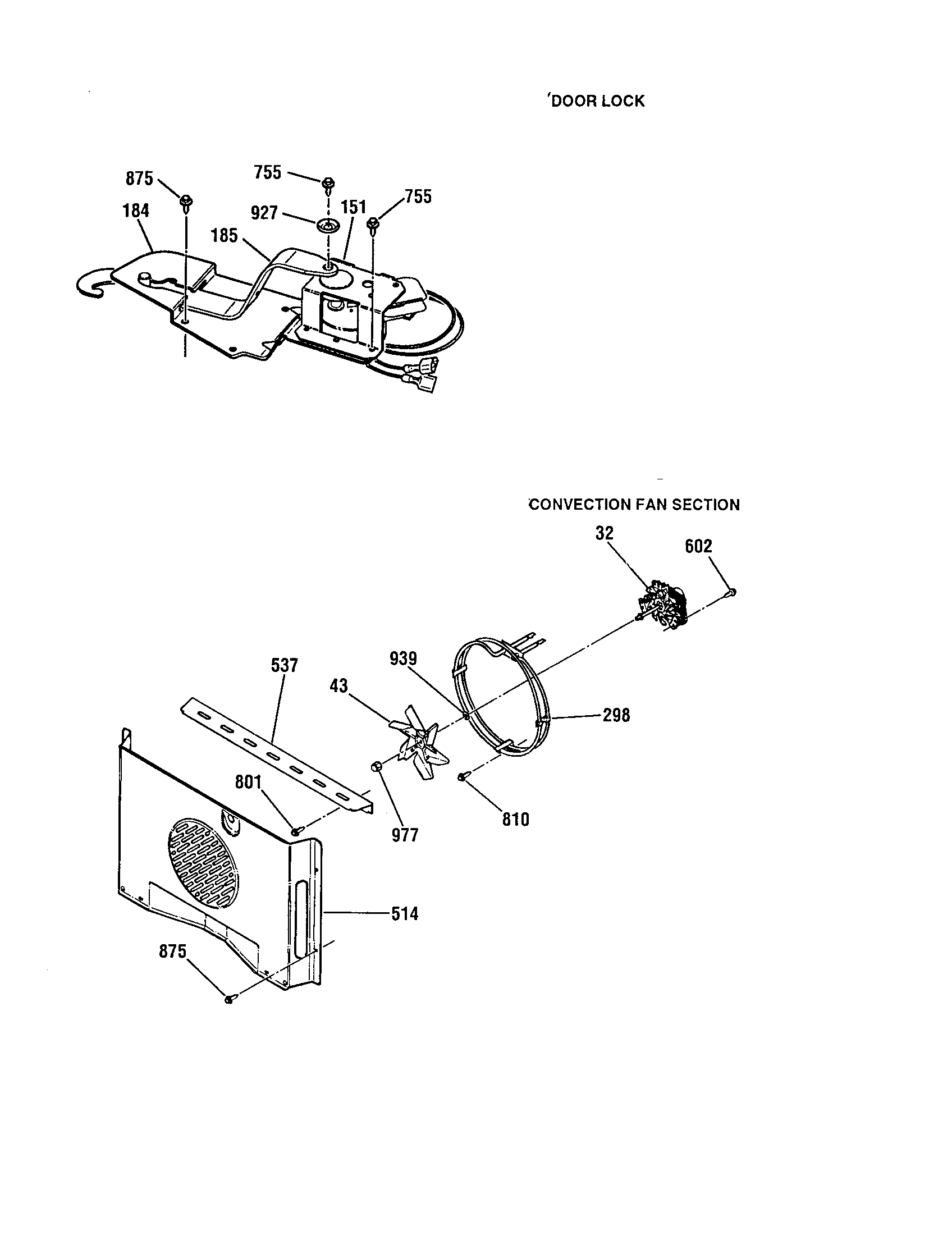 Kenmore 91141785991 door lock and convection fan diagram