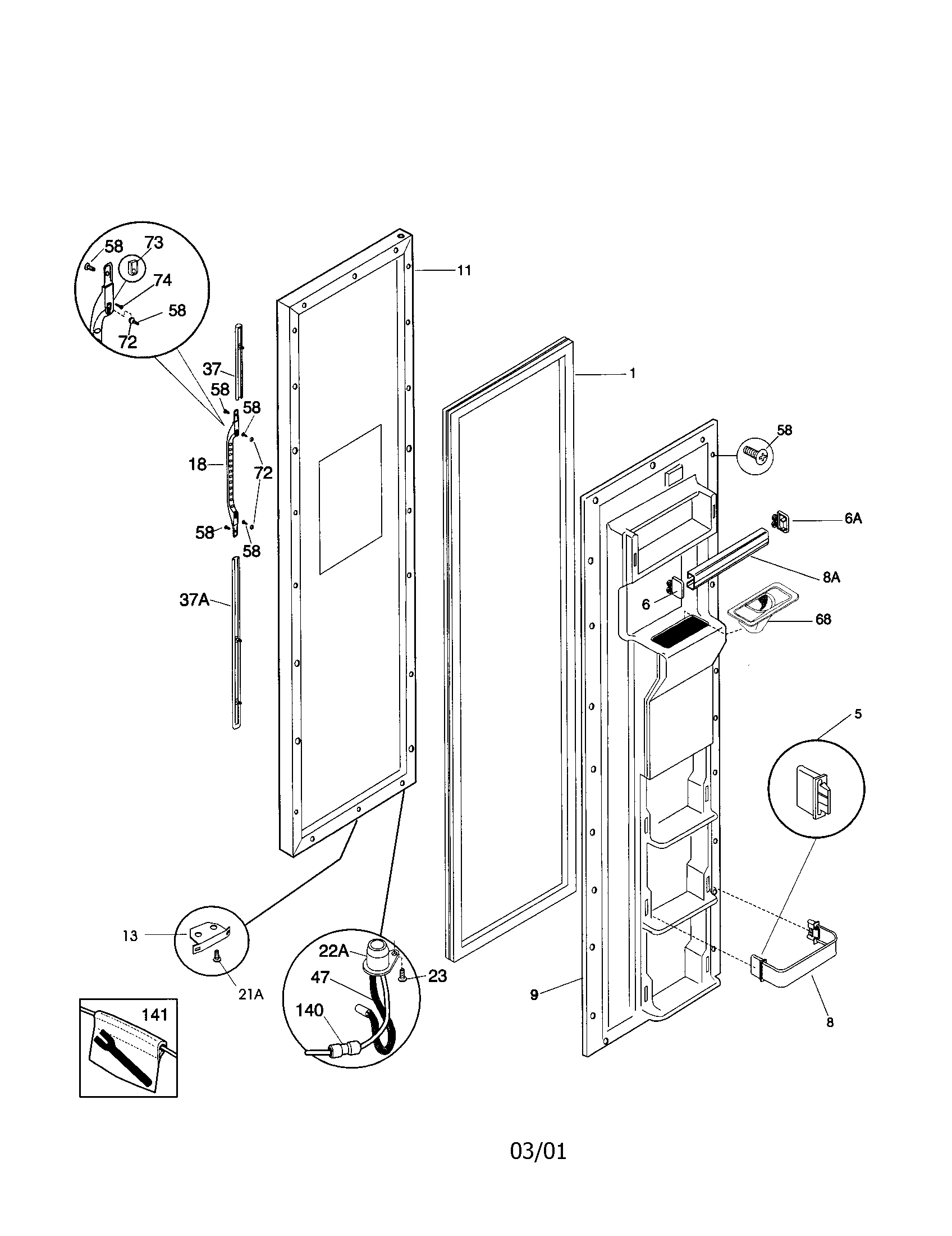Kenmore 25350683002 freezer door diagram