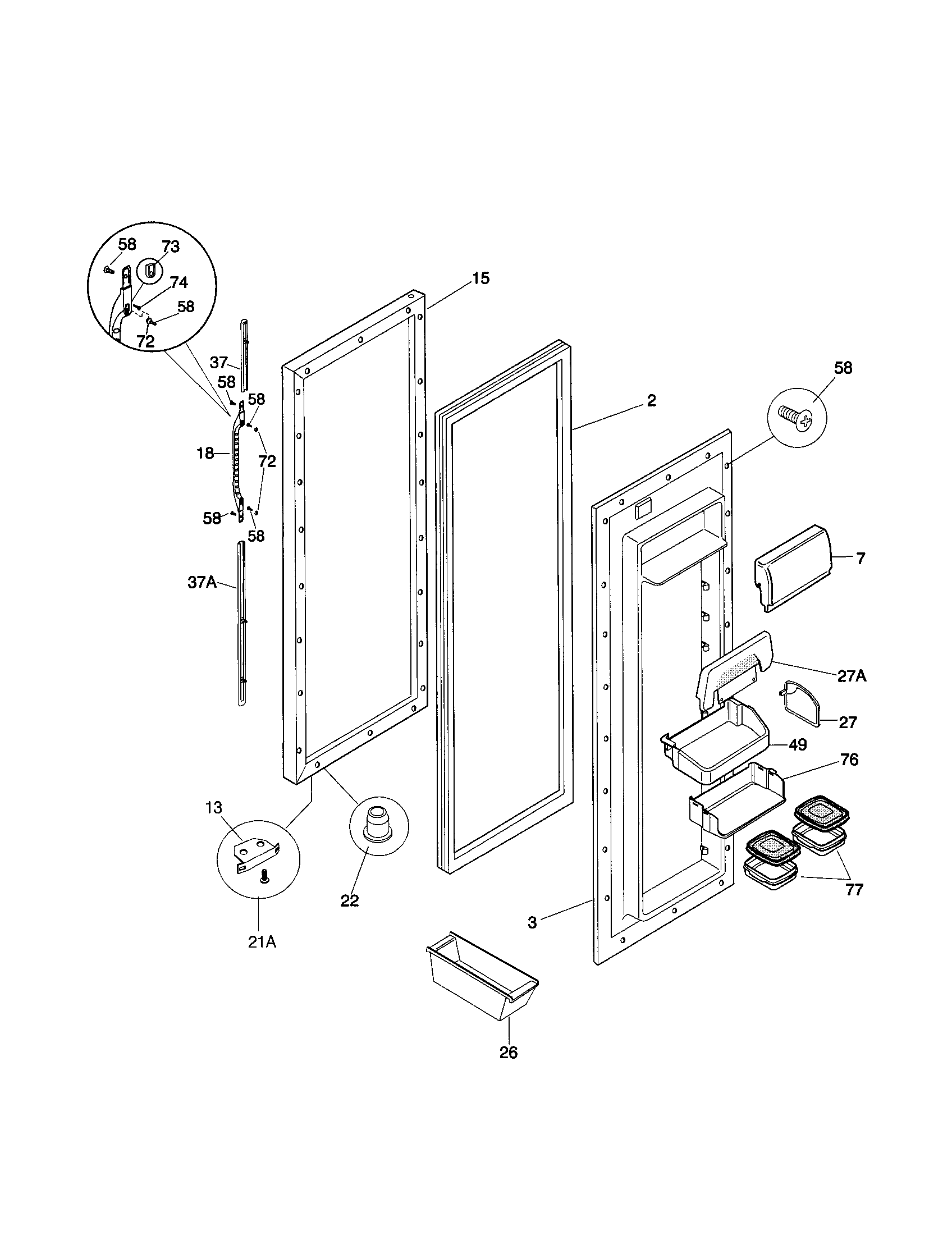 Kenmore 25350683002 refrigerator door diagram