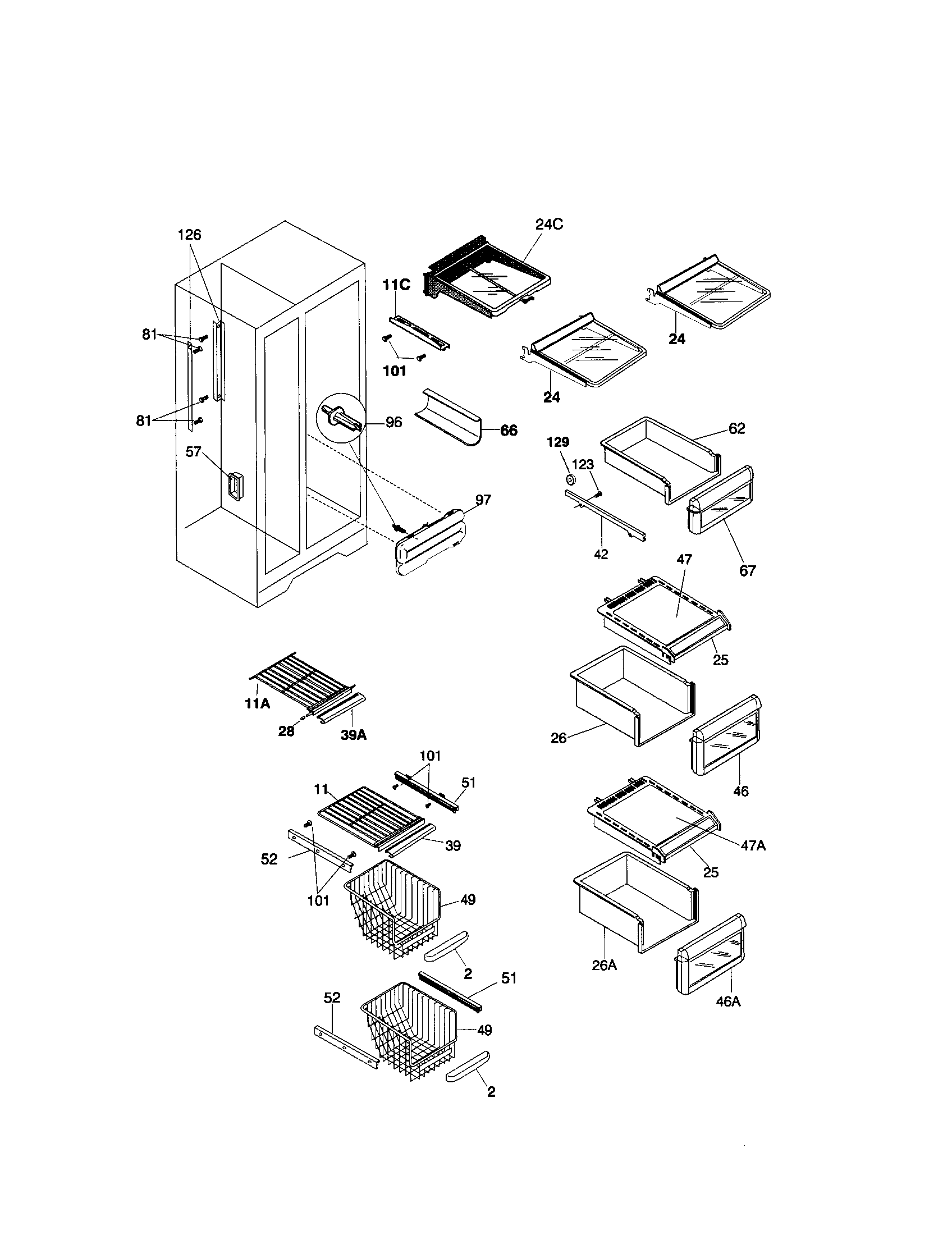 Kenmore 25350683002 shelves diagram