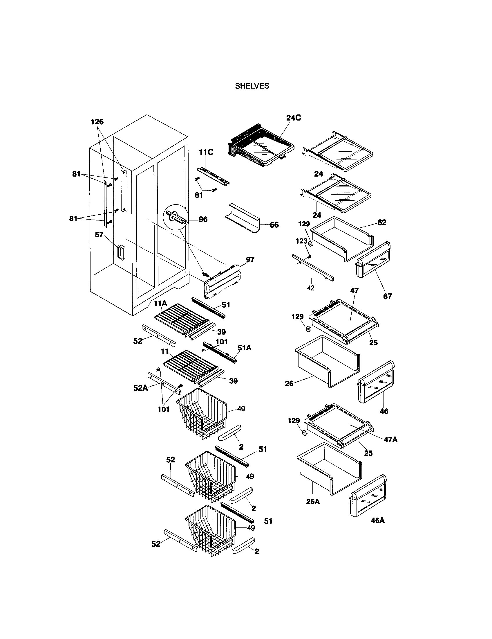 Kenmore 25359689995 shelves diagram