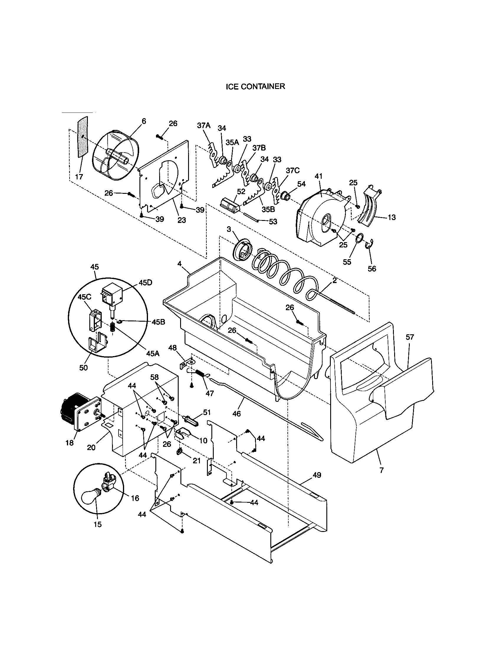 Kenmore 25359689995 ice container diagram