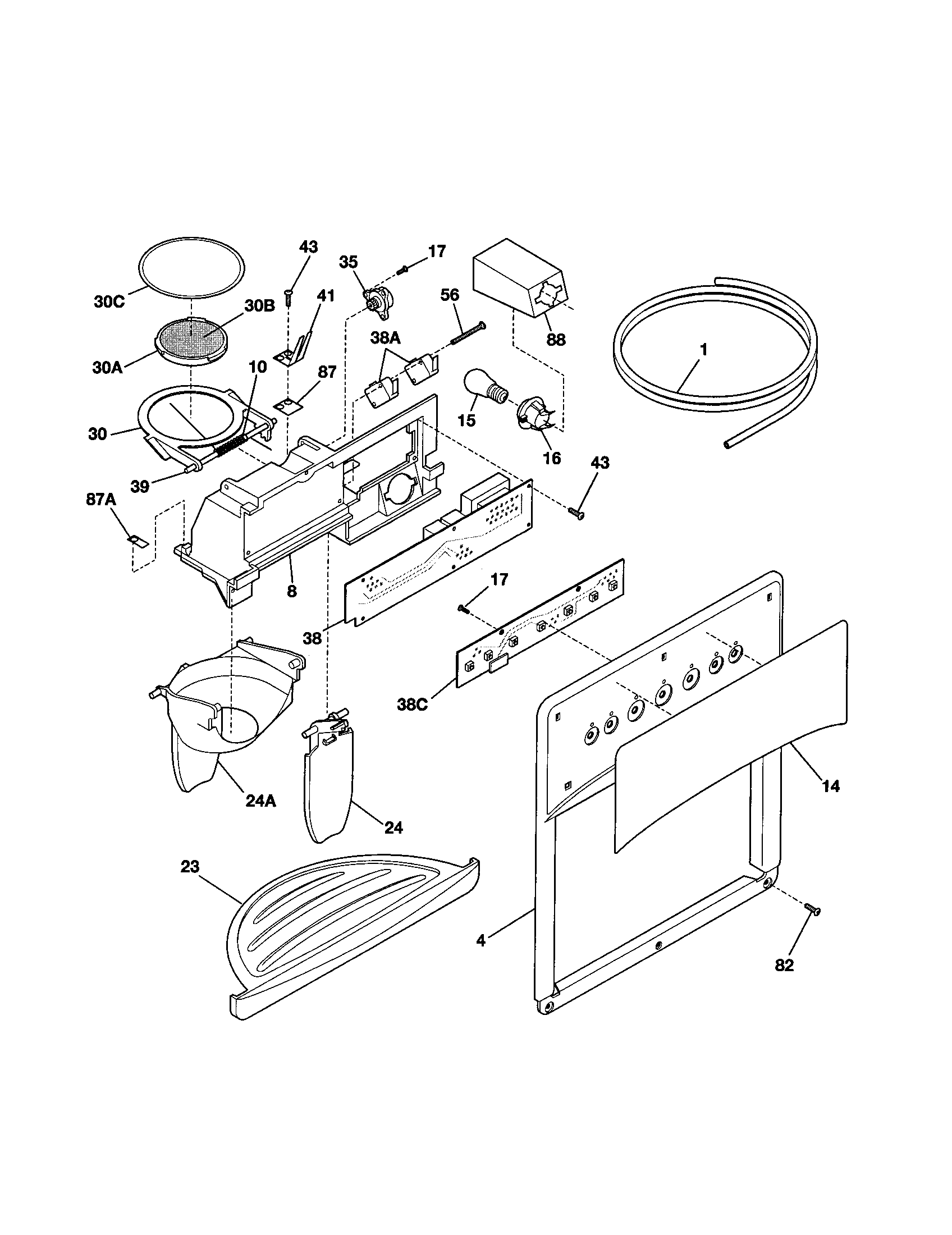 Kenmore 25351399101 dispenser diagram