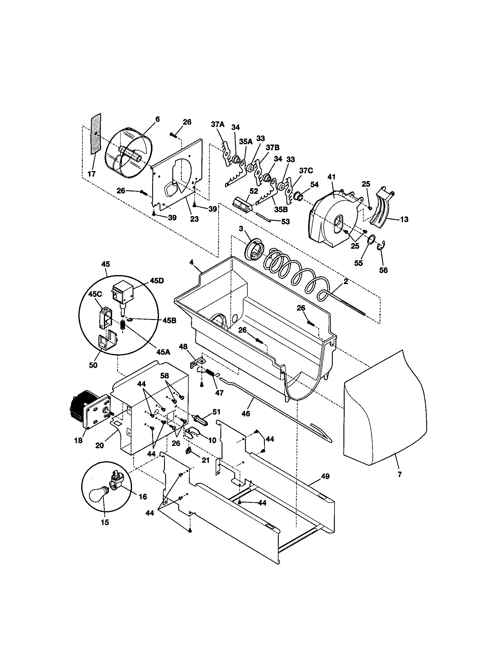 Kenmore 25351399101 ice container diagram