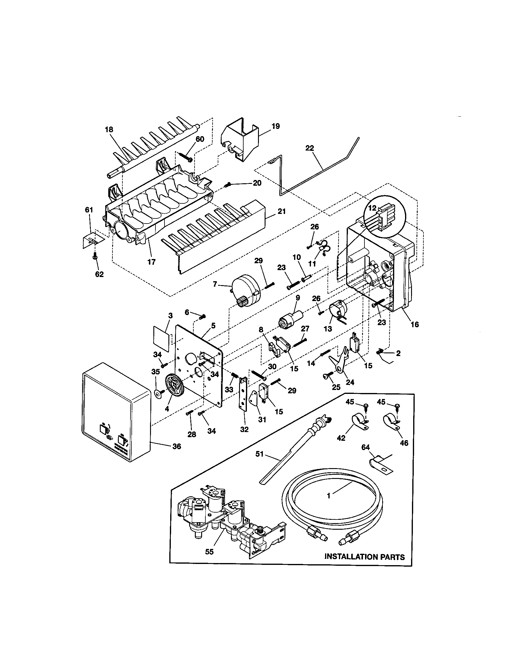 Kenmore 25351399101 ice maker diagram