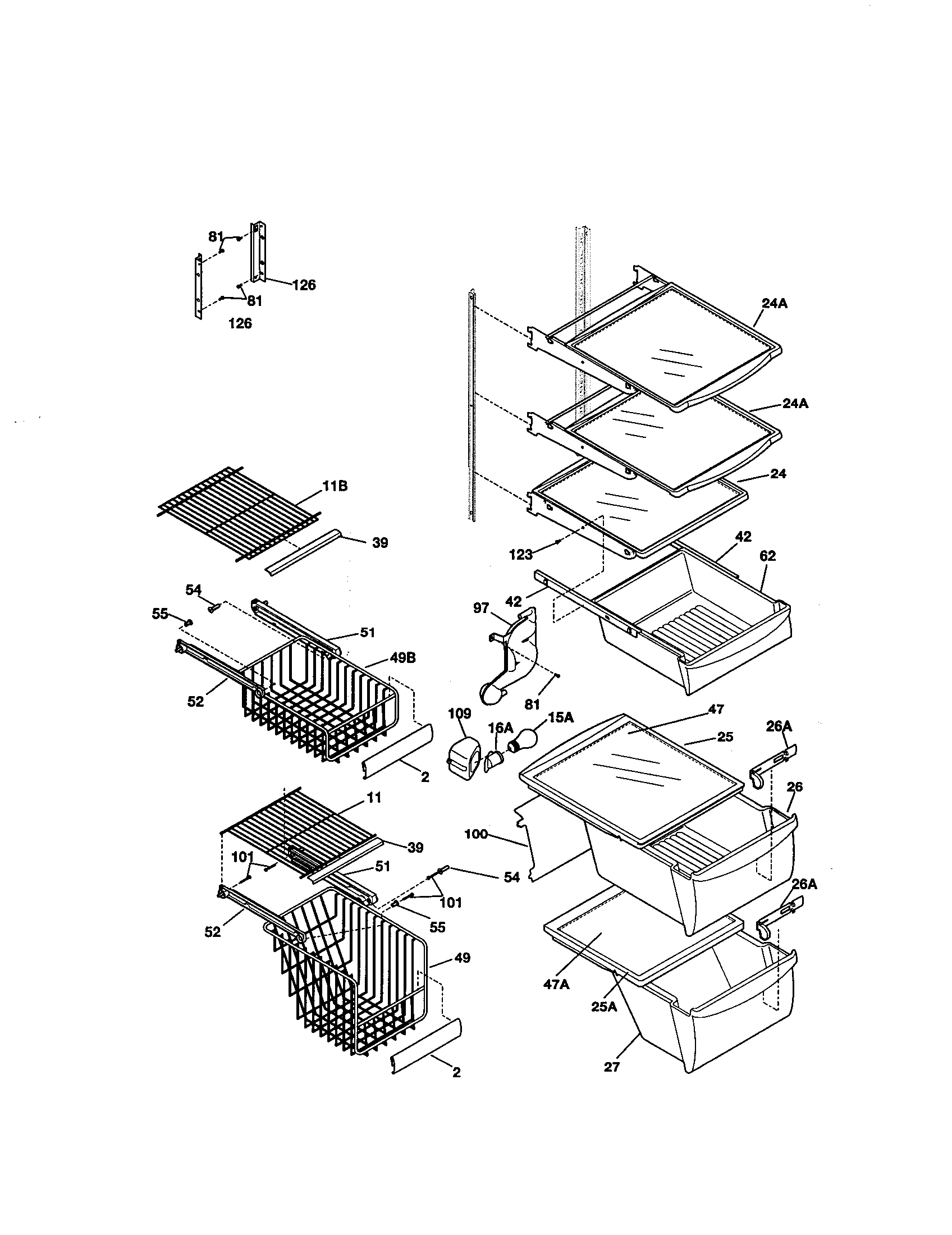 Kenmore 25351232101 shelves diagram