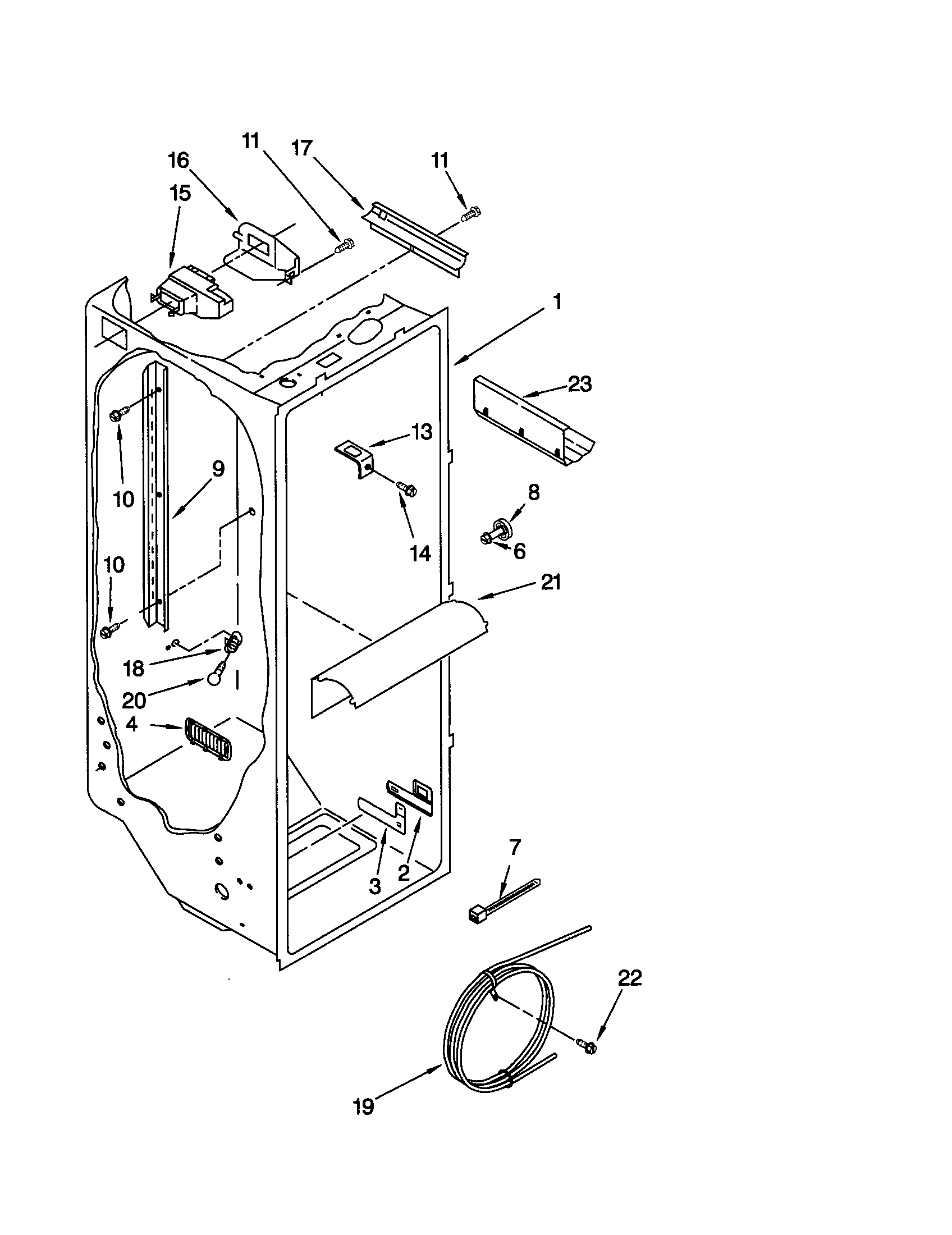 Kenmore 10651559101 refrigerator liner diagram
