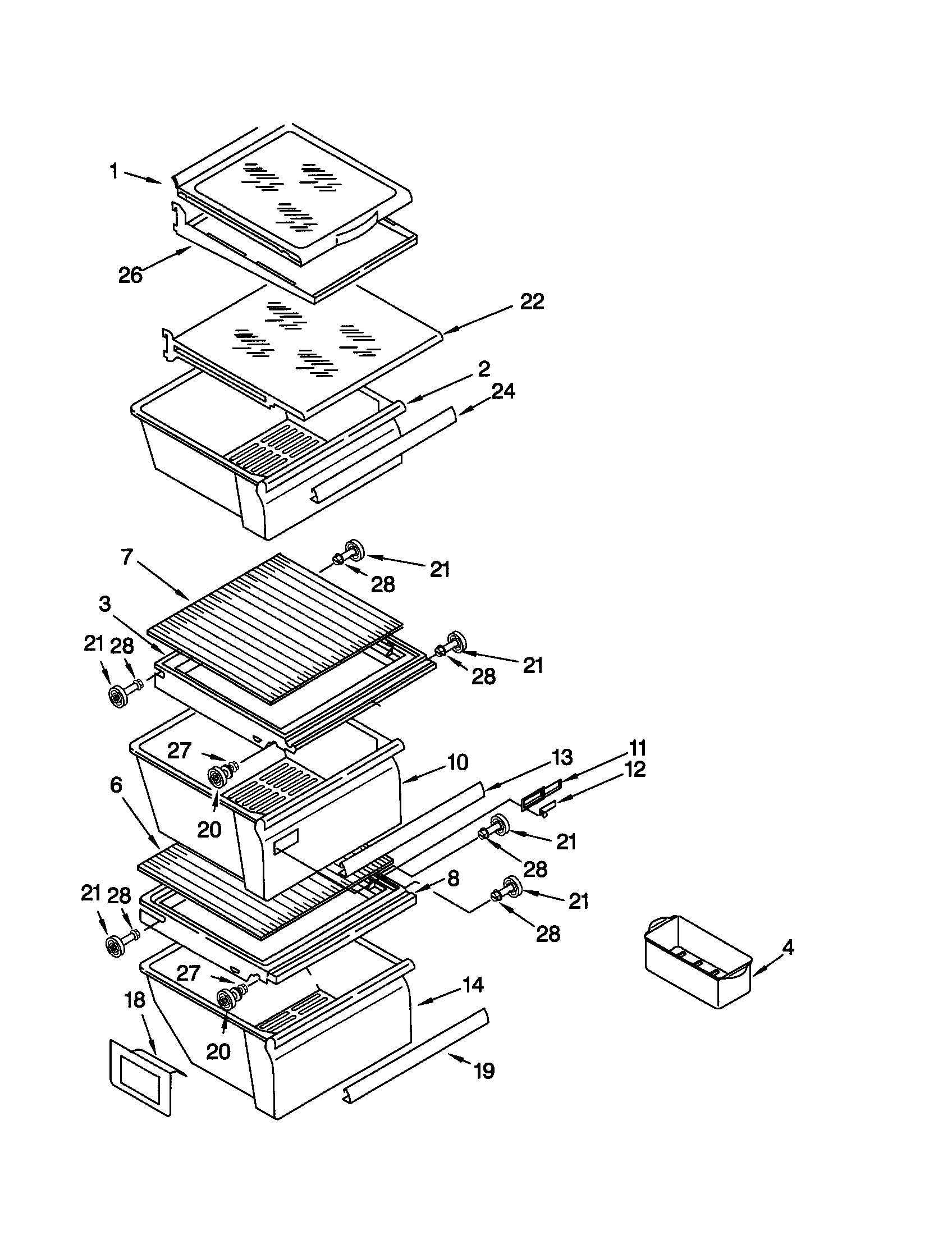 Kenmore 10651559101 refrigerator shelf diagram