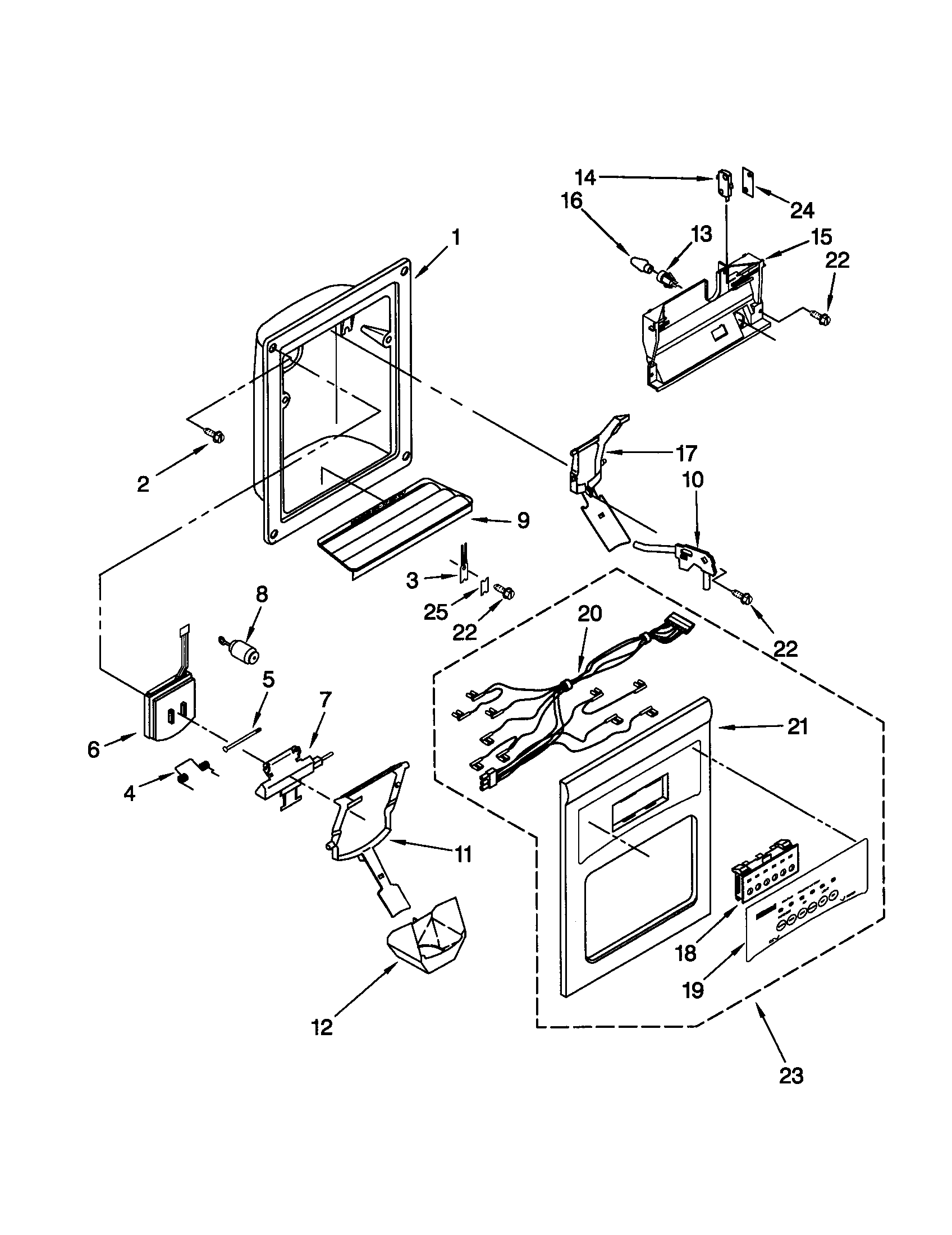 Kenmore 10651559101 dispenser front diagram