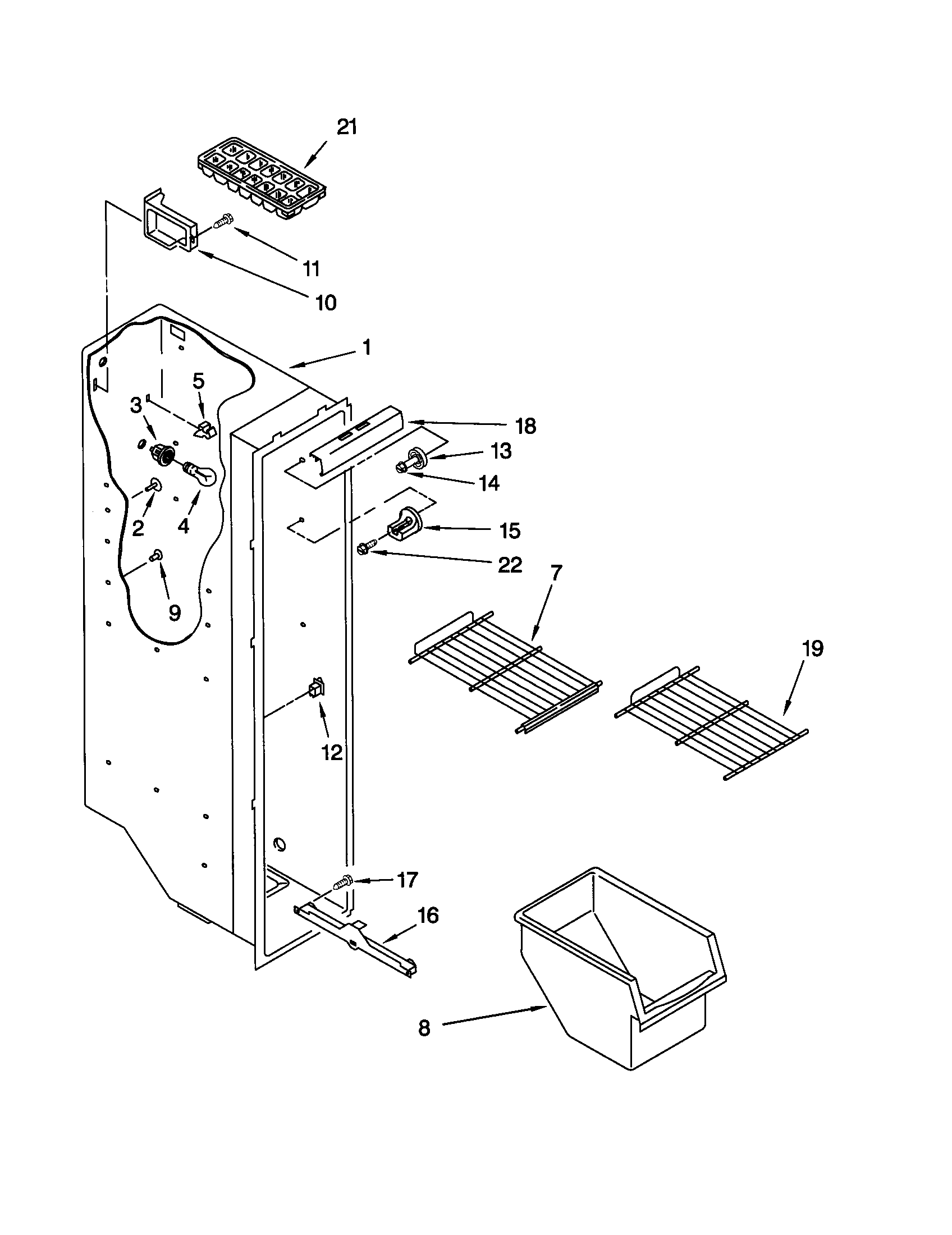 Kenmore 10641012100 freezer liner diagram