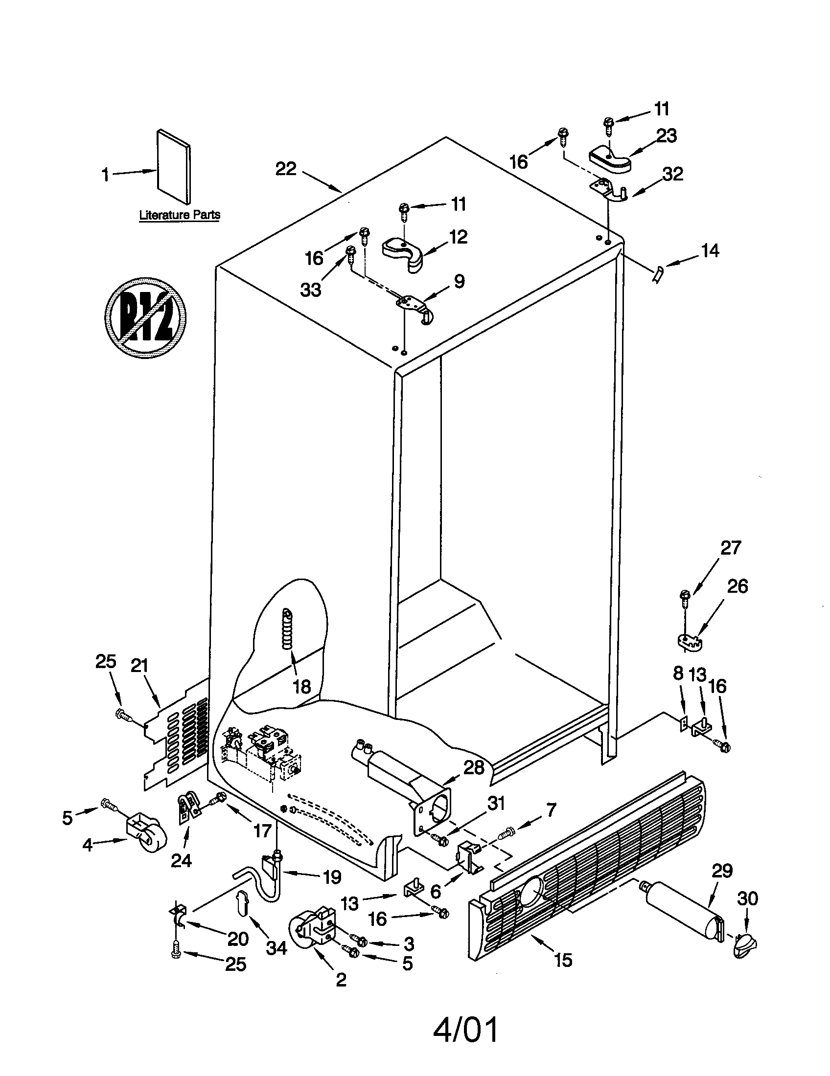 Kenmore 10652562100 cabinet diagram