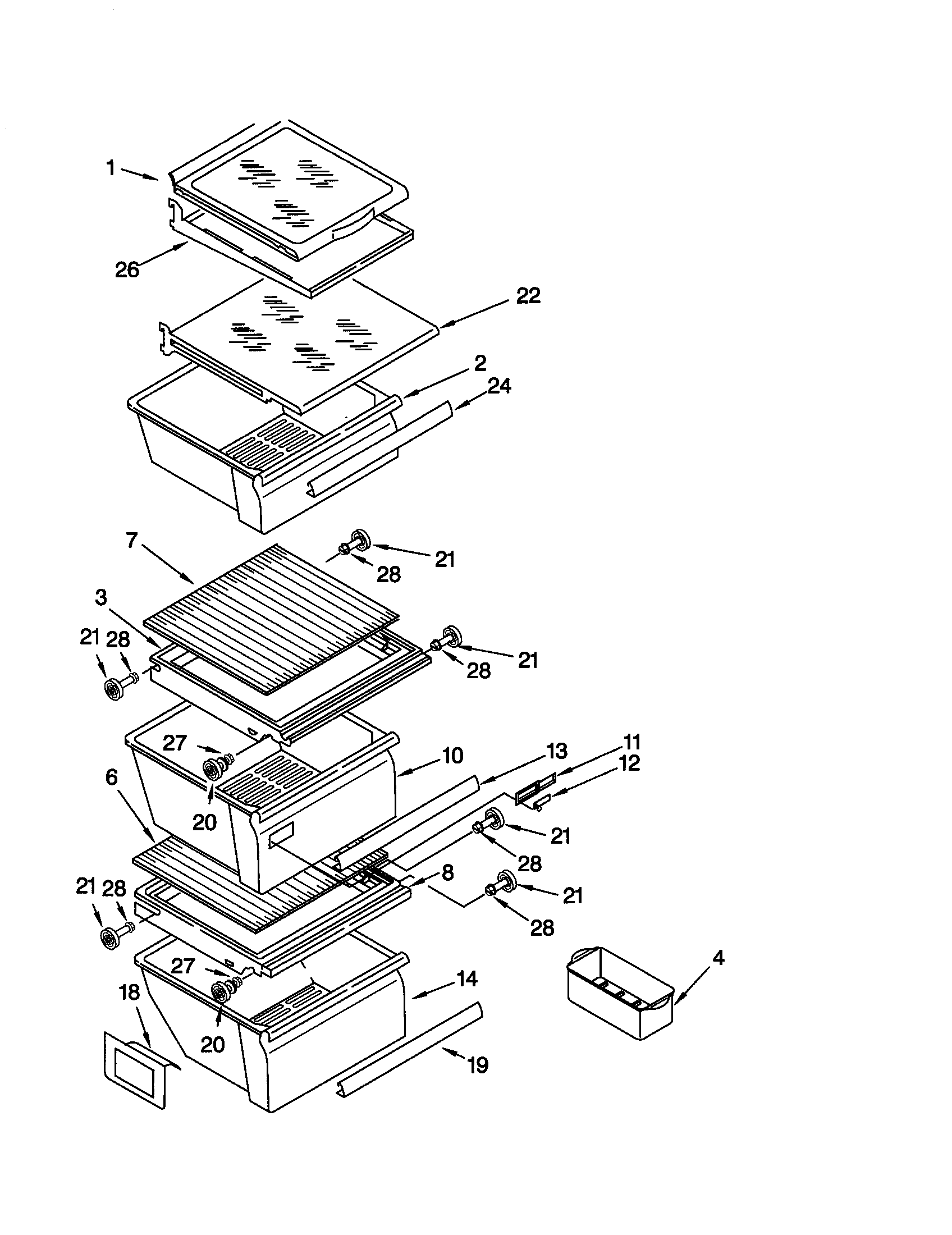 Kenmore 10652562100 refrigerator shelf diagram