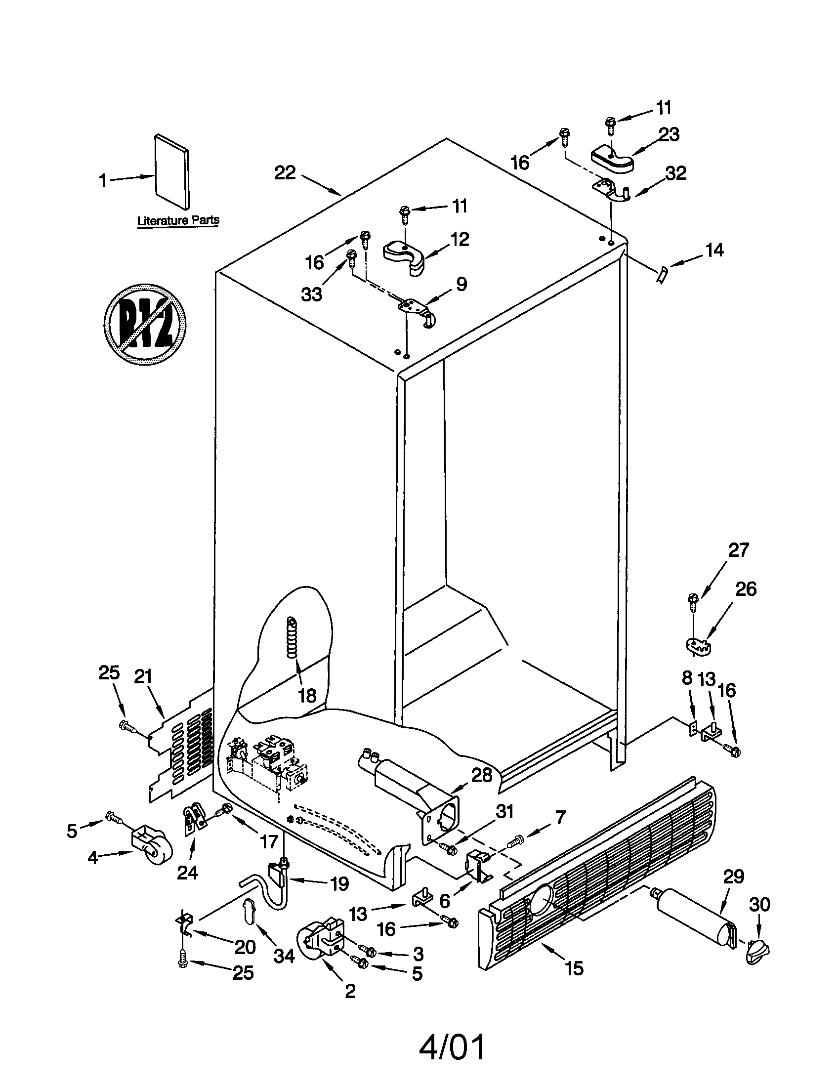Kenmore 10652554100 cabinet diagram