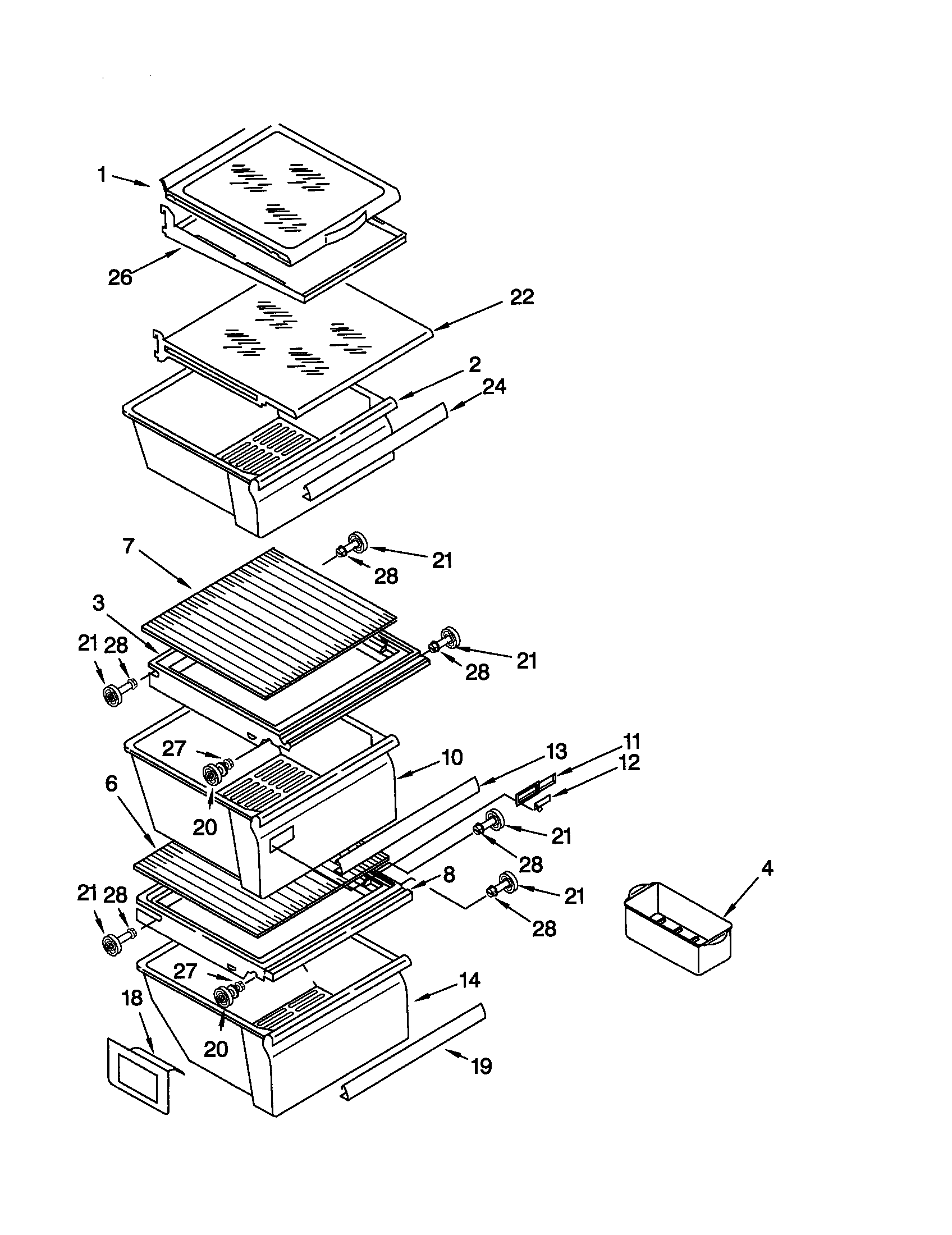 Kenmore 10652554100 refrigerator shelf diagram