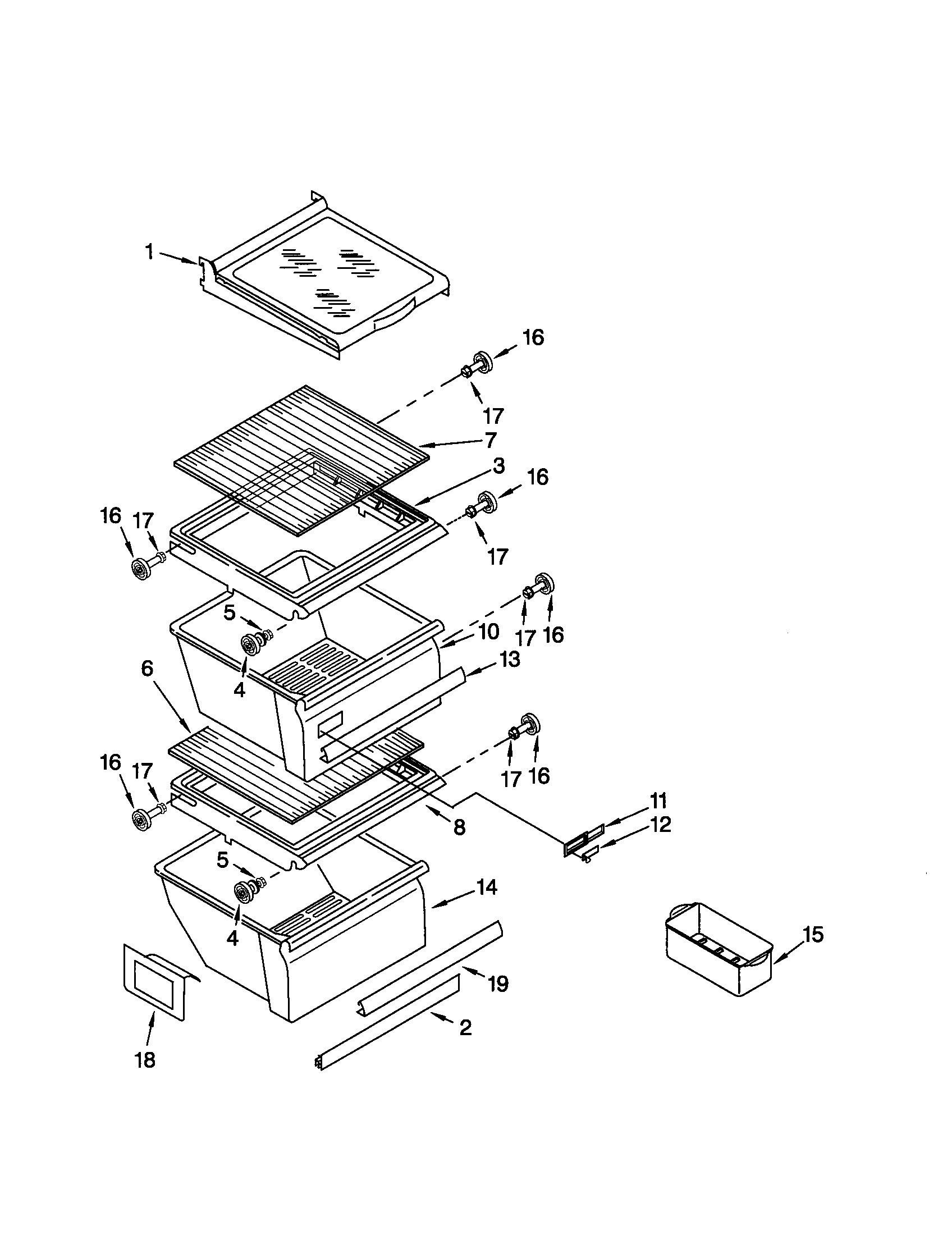 Kenmore 10651064100 refrigerator shelf diagram