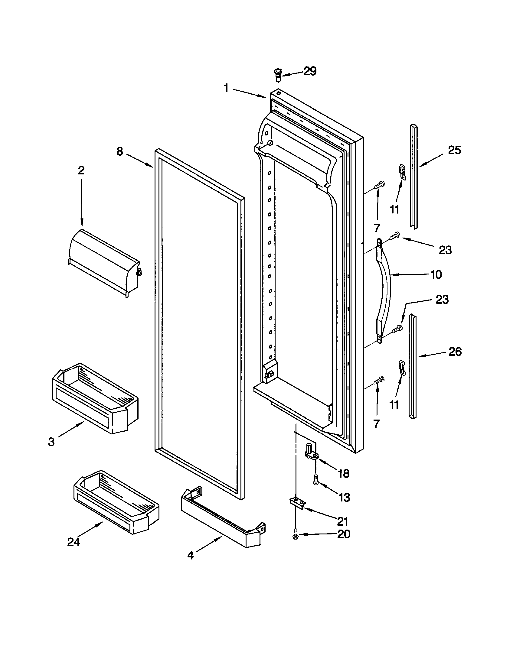 Kenmore 10651064100 refrigerator door diagram