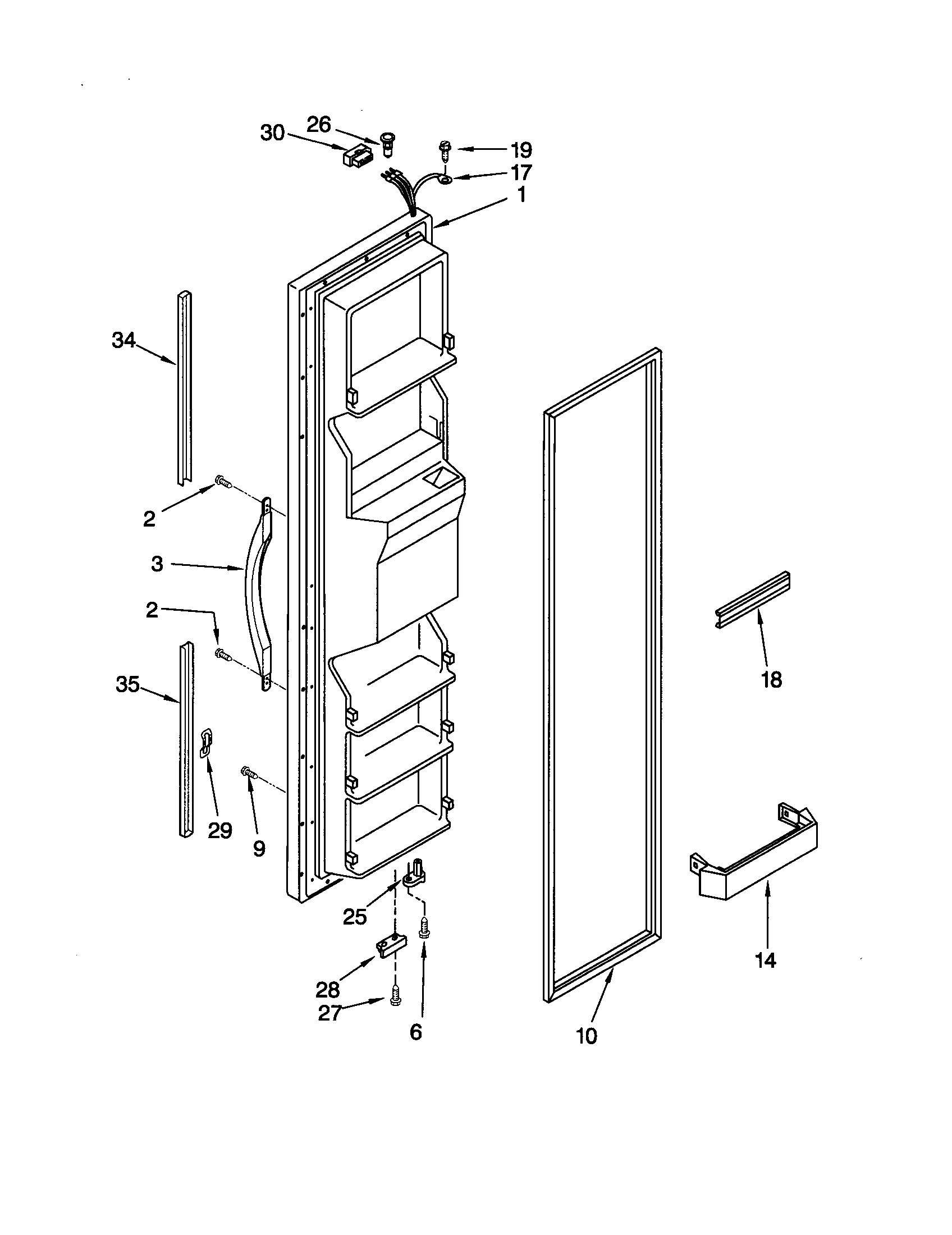Kenmore 10651064100 freezer door diagram
