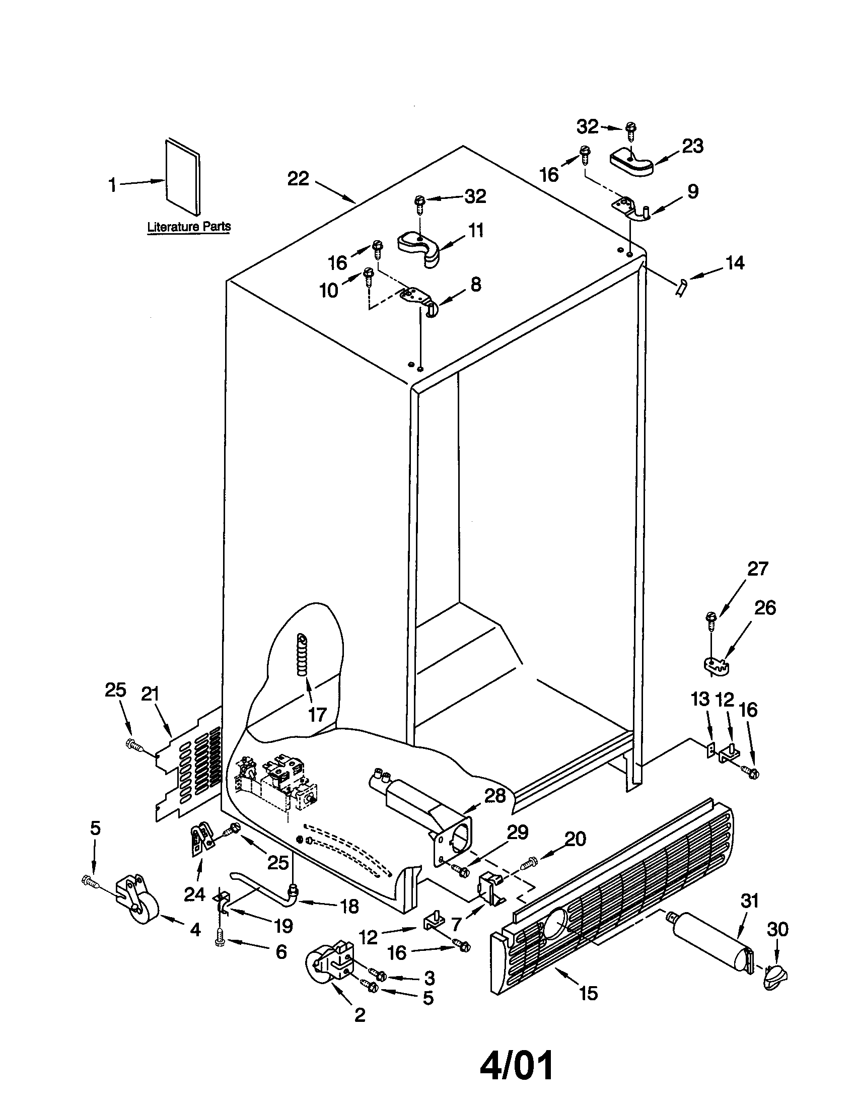 Kenmore 10651212100 cabinet diagram
