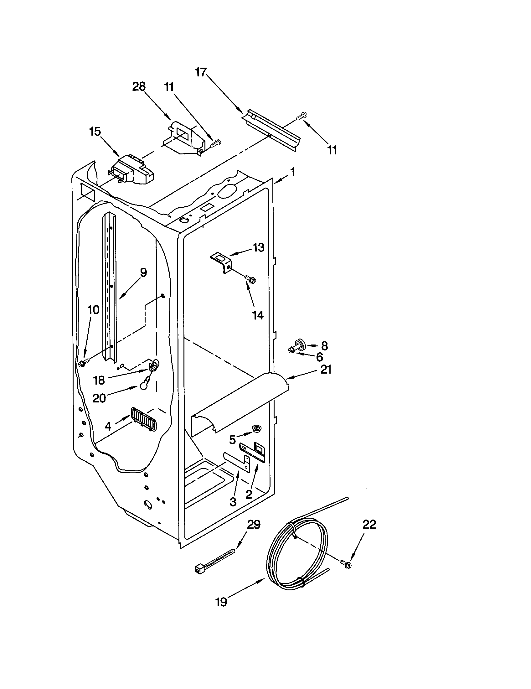Kenmore 10651212100 refrigerator liner diagram