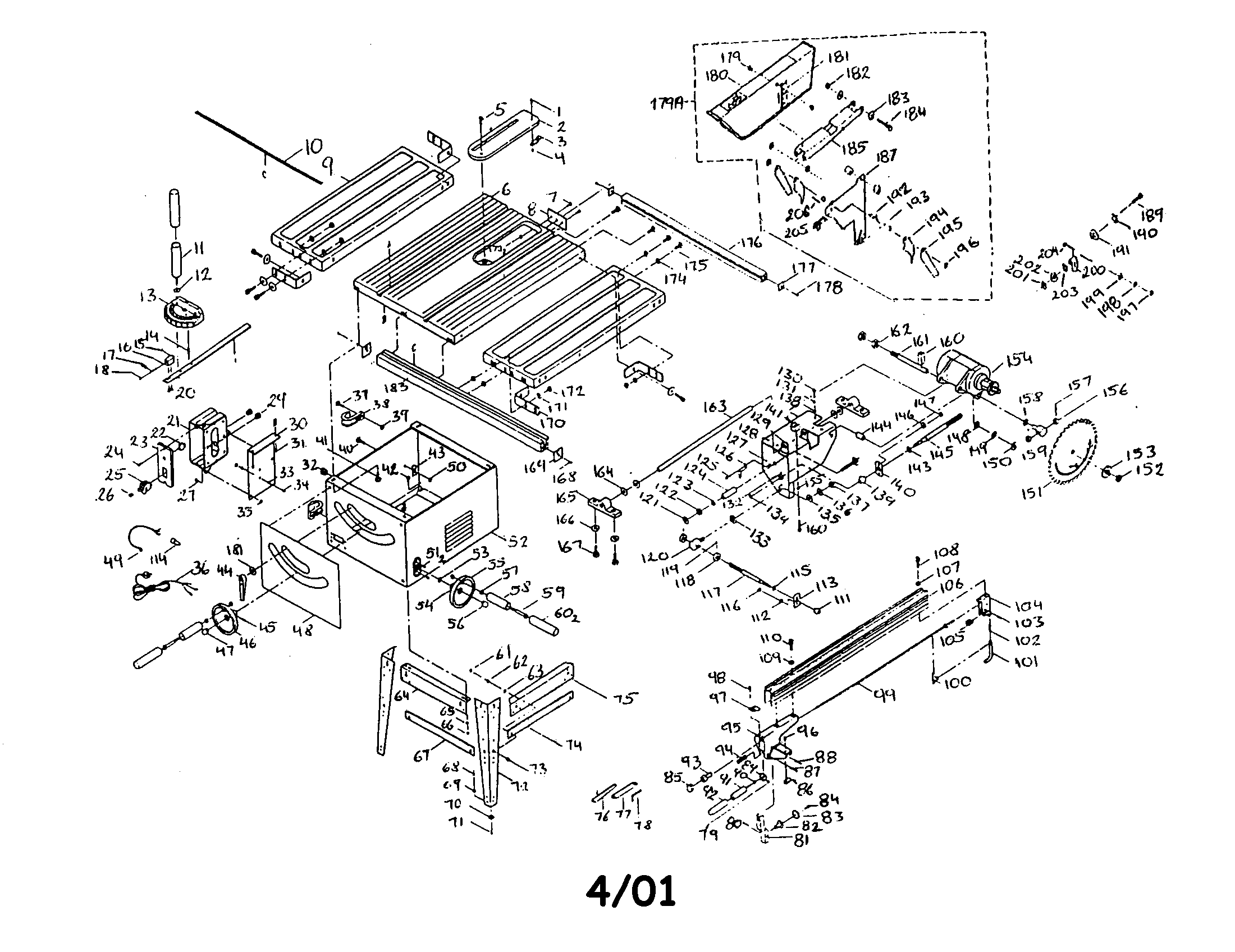 Craftsman 137228210 table saw diagram