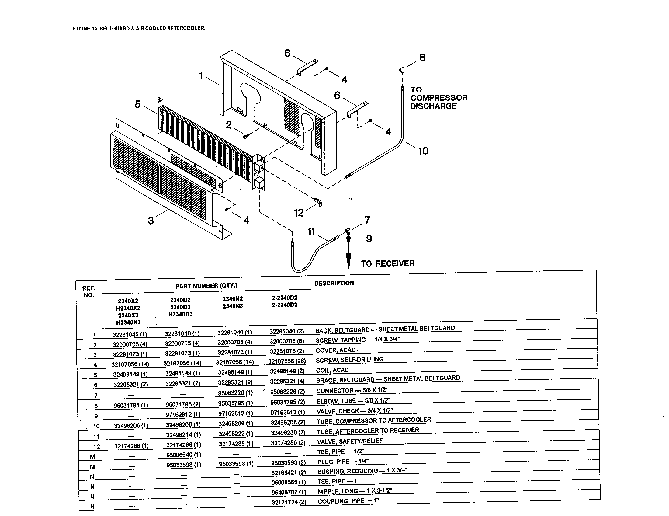 Ingersoll Rand 2340N3 beltguardair cooled after cooler diagram