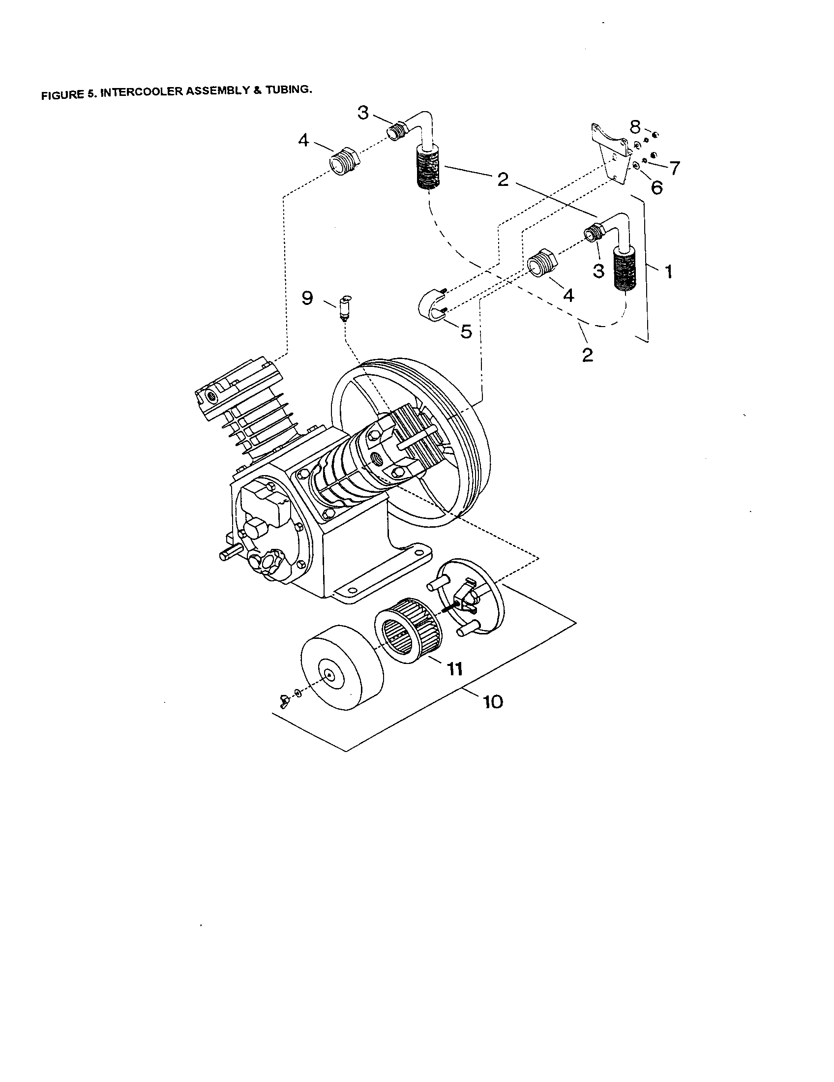 Ingersoll Rand 2340N3 intercooler assembly and tubing diagram