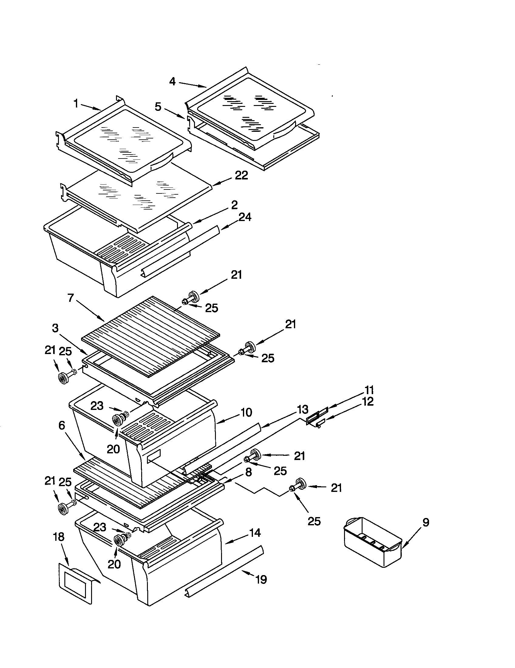 Kenmore 10652542101 refrigerator shelf diagram